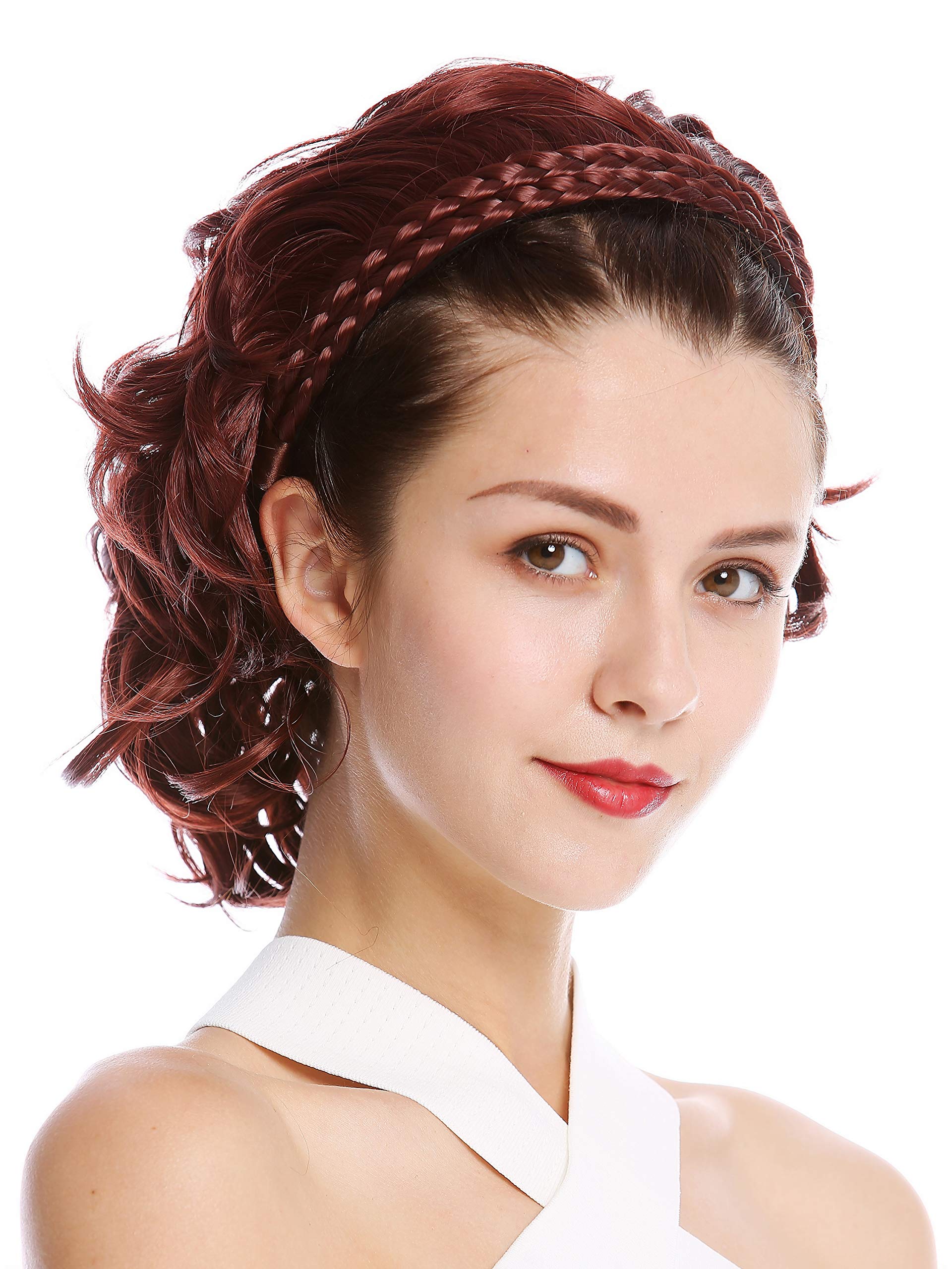 WIG ME UP - 90605-131 Halfwig Hairpiece Extension with braided hair circlet shoulder length wavy to curled light auburn copper brown - Image 2