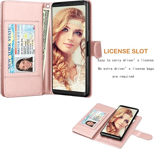 Miniatura 3 de NJJEX Funda para Galaxy Note 8, para Note 8, piel sintética 9 ranuras para tarjetas Funda con tapa para tarjeta de crédito de identificación