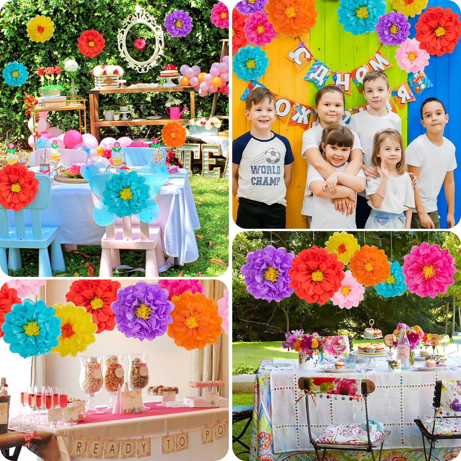 21 szt. Fiesta bibułowe kwiaty, meksykańskie kwiaty, dekoracja, kwiaty papierowe Fiesta, meksykańskie kwiaty papierowe na karnawał, tło imprezowe, ślub, przyjęcie urodzinowe, dekoracja ścienna, baby