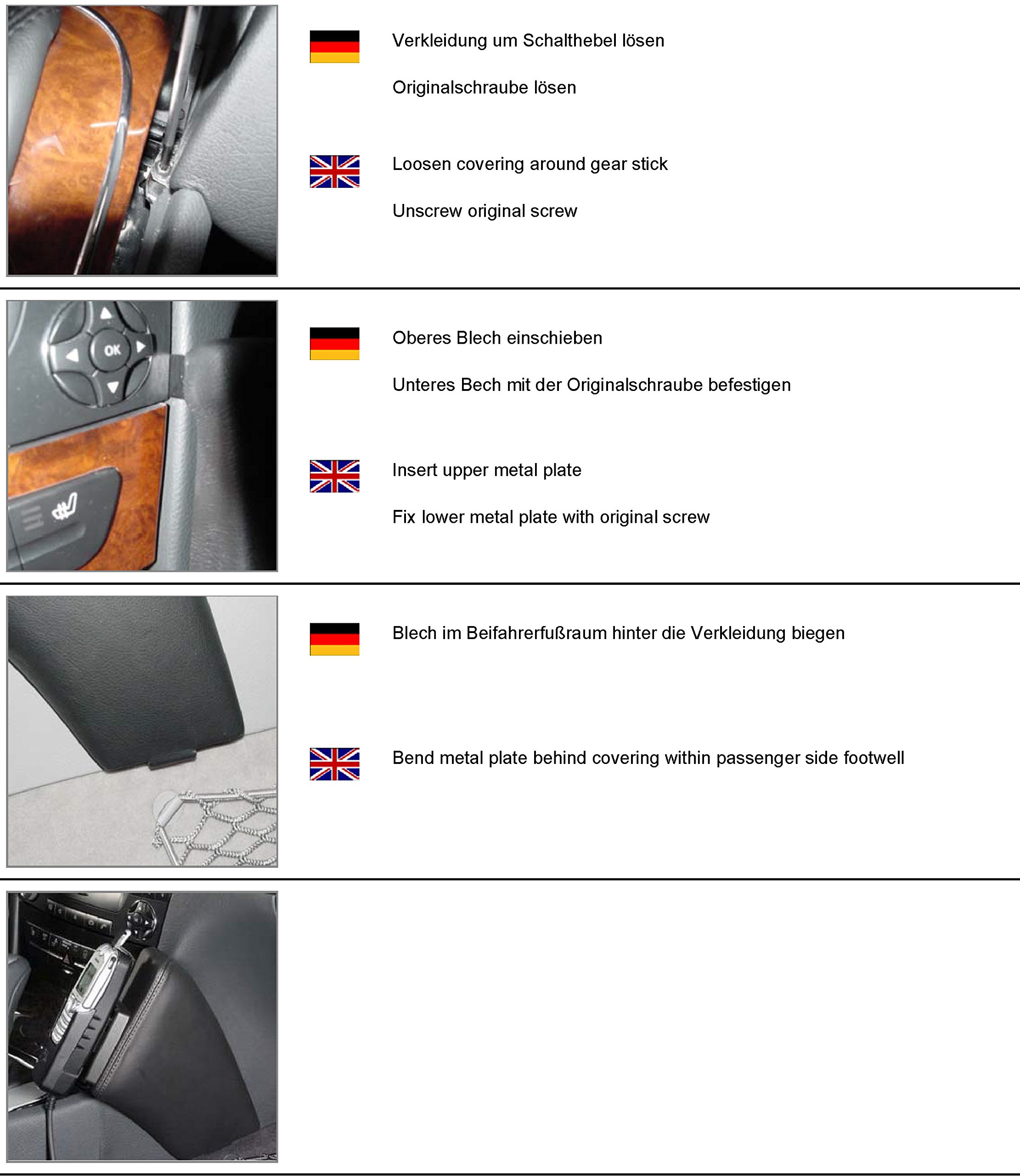 KUDA 091685 Halterung Kunstleder schwarz für Mercedes E-Klasse (W211/S211) ab 03/2002 bis 02/2009