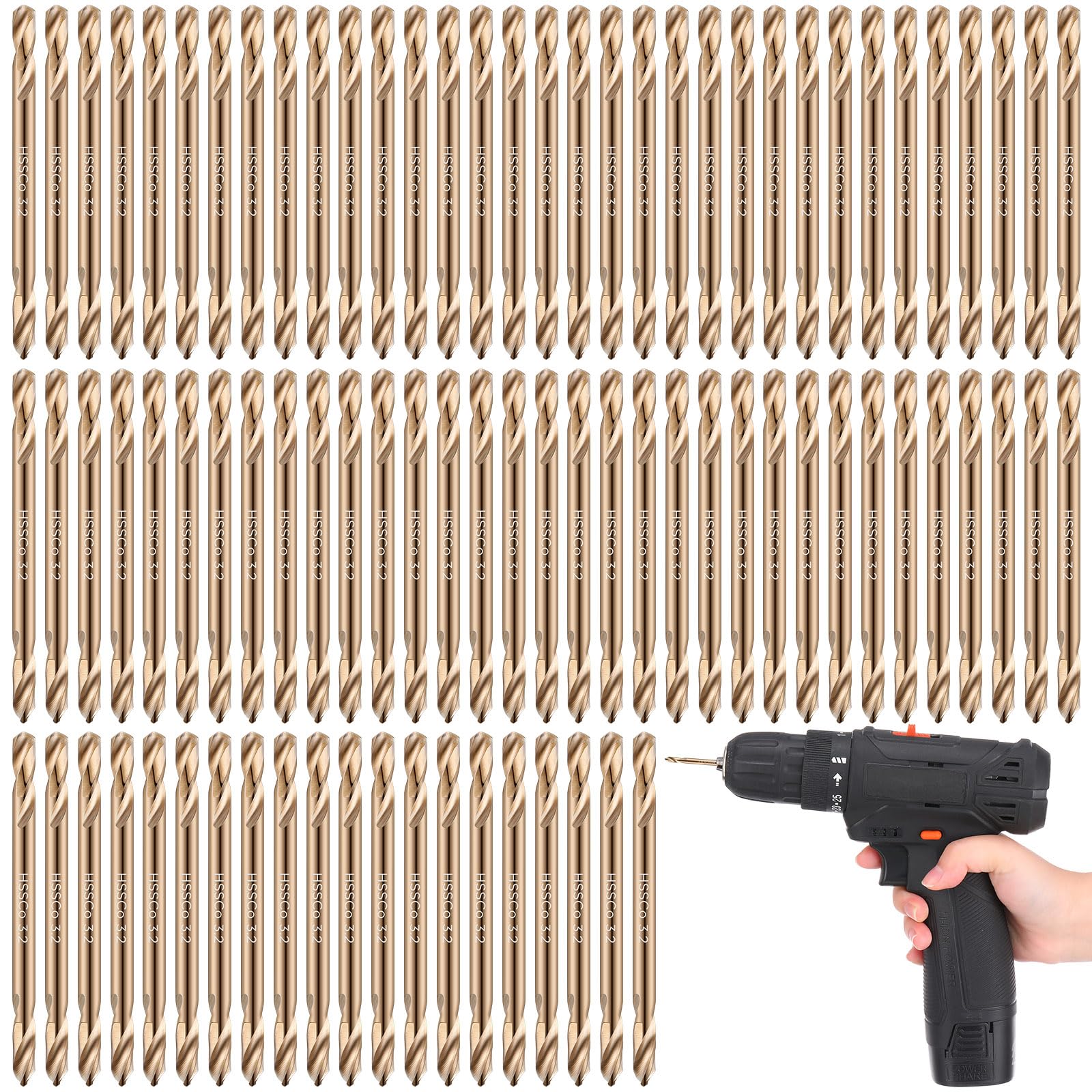 Lounsweer 90 Pcs Cobalt Drill Bits Bulk Hss M35 Metal Double End, 1/8 Inch
