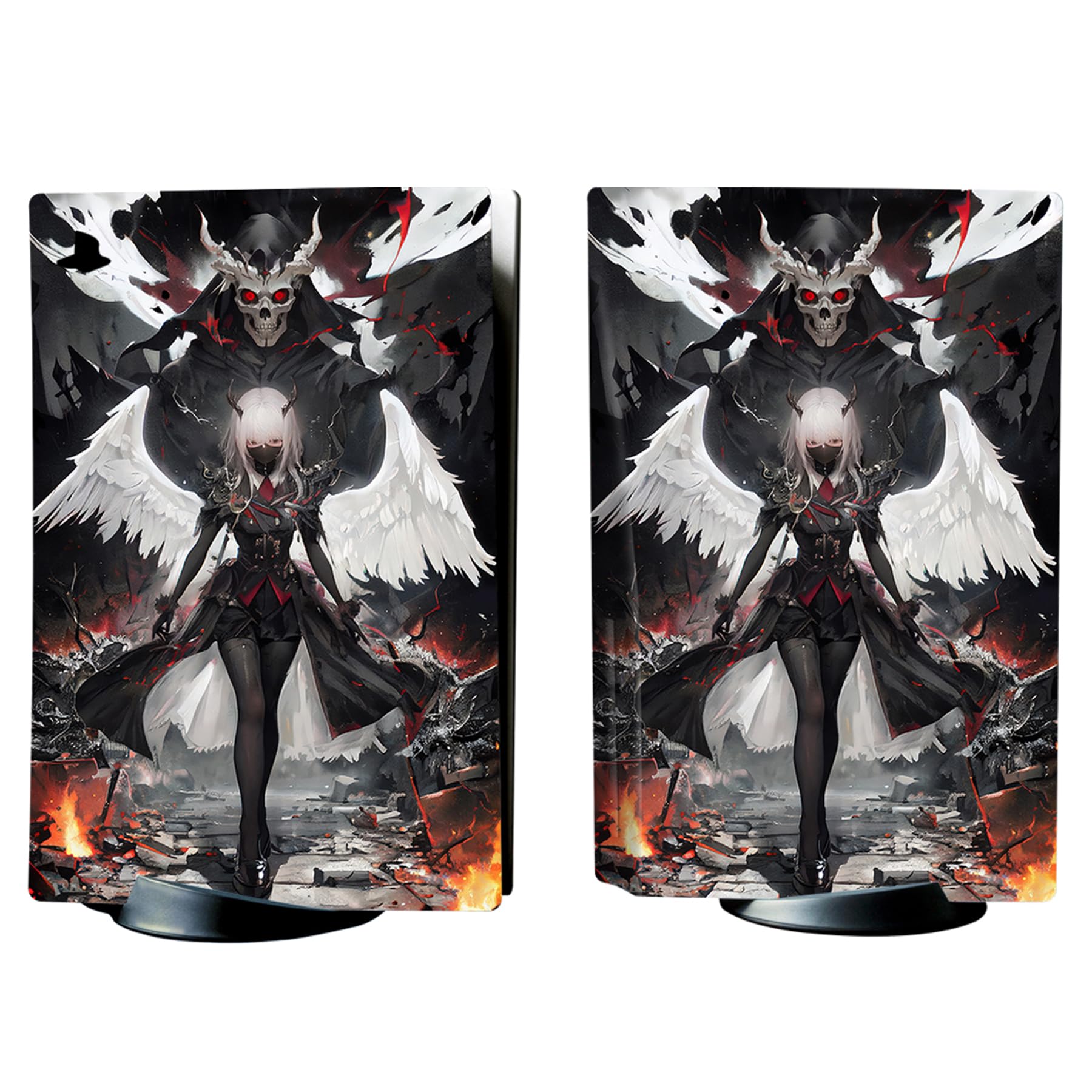 playvital Autocollant Skin pour ps5 Manette,Sticker pour ps5 Console Disc Edition & Station de Charge & Casque & Télécommande-Ange des Ténèbres