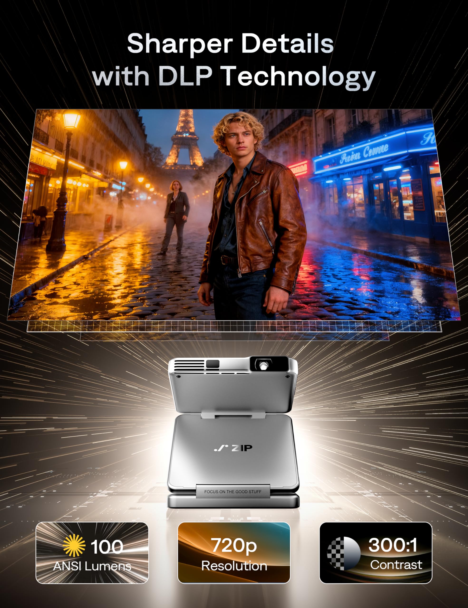 Amazon.com: Aurzen ZIP Tri-Fold DLP Portable Mini Projector with