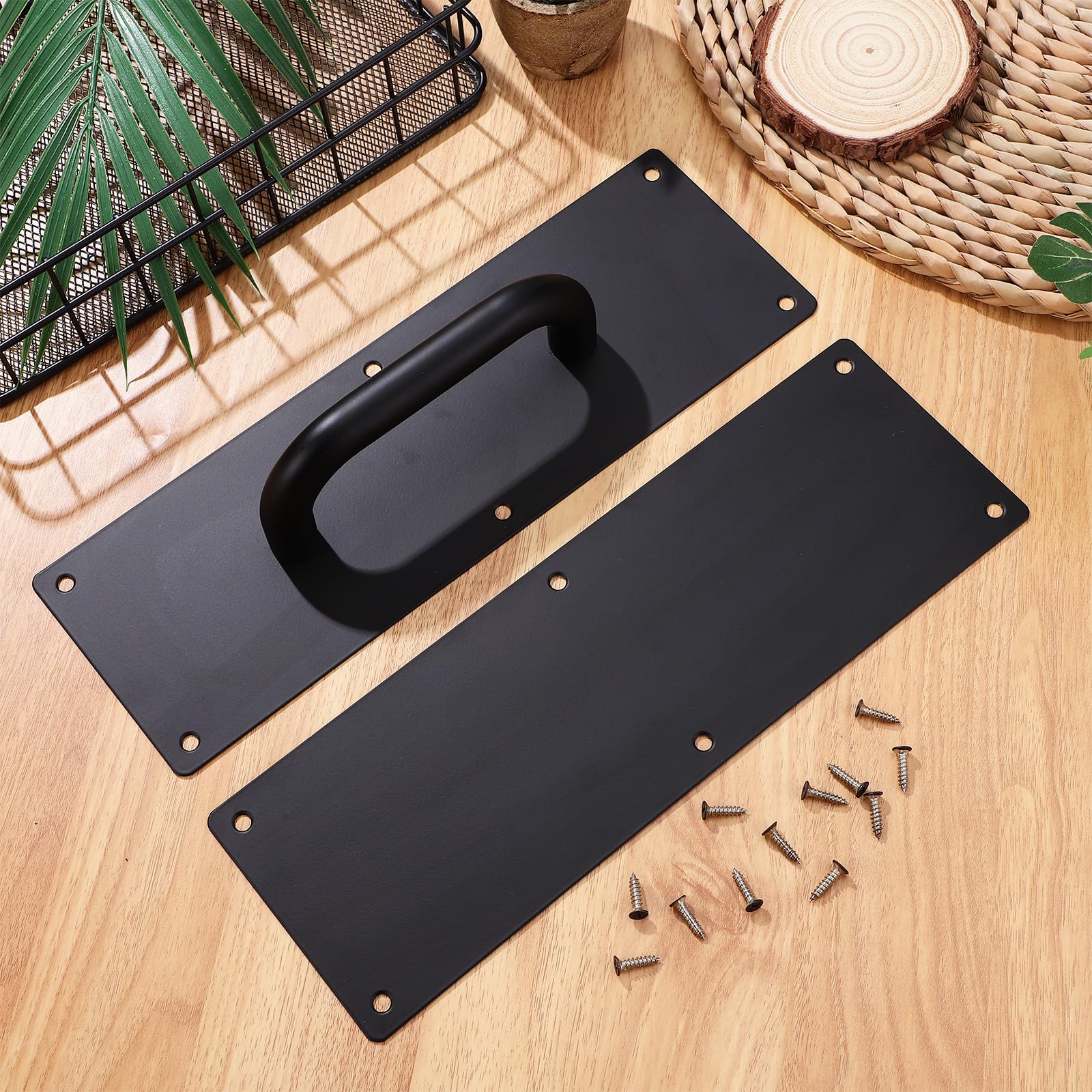 Zerodeko PoignéE De Porte Commerciale En Acier Inoxydable 304 Avec Plaque Large Pour Portes Coulissantes Et Bois PoignéE De Traction IntéRieure Avec Vis Pour Usage Industriel