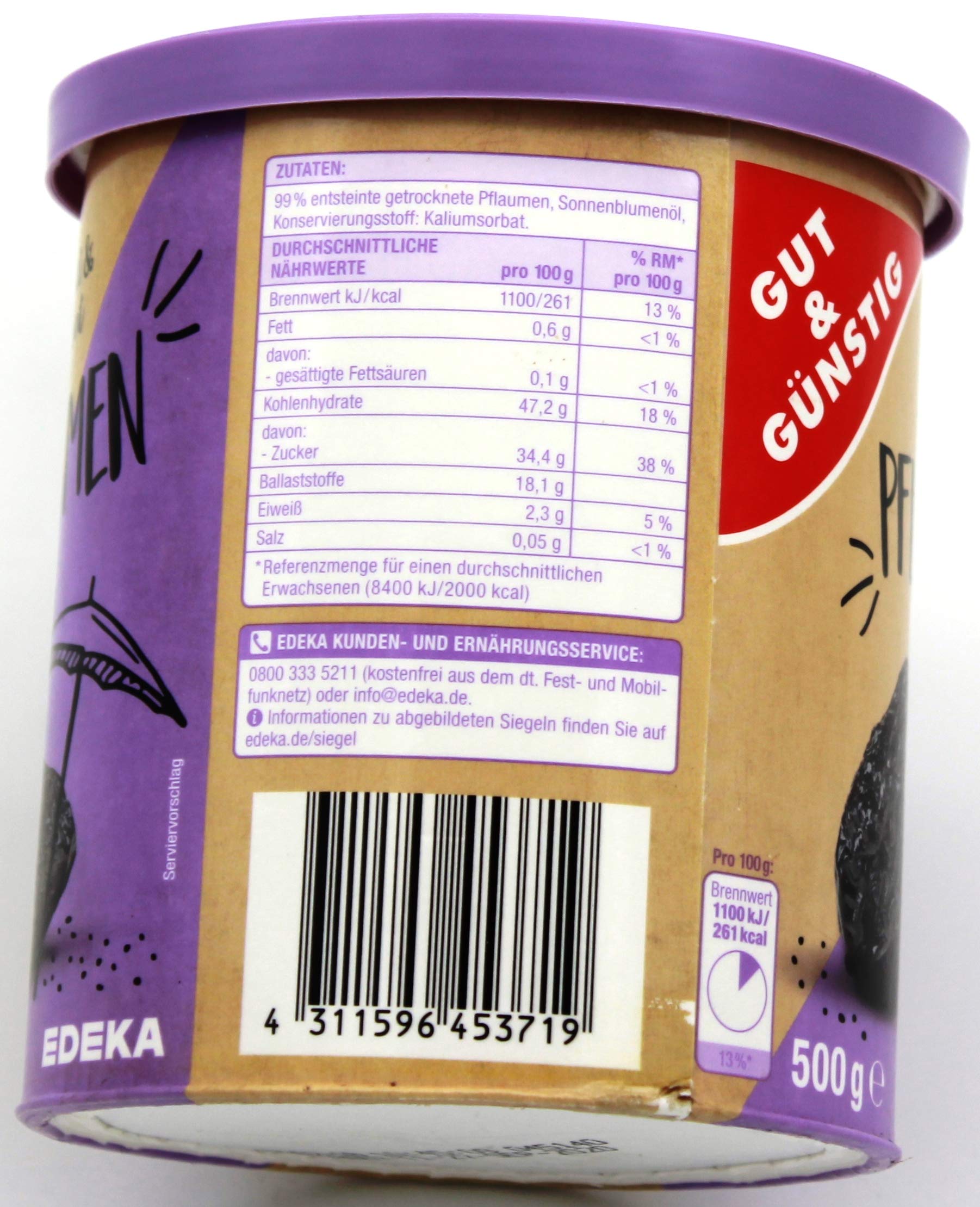 Gut & Günstig Trockenpflaumen, 12er Pack (12 x 500g)