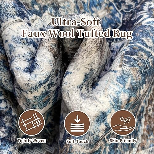 Miniatura 3 de KOZYFLY - Alfombra de 2 x 8 pies, lavable, antideslizante, bohemia y de lana sintética, para pasillo, cocina, colocar junto a la cama, entrada,