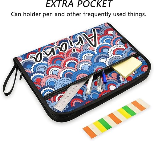 Miniatura 2 de Custom American Flag Mermaid Expanding File Folders 13 Pockets Accordion File Folder with Labels Personalized Portable Document Organizer for A4