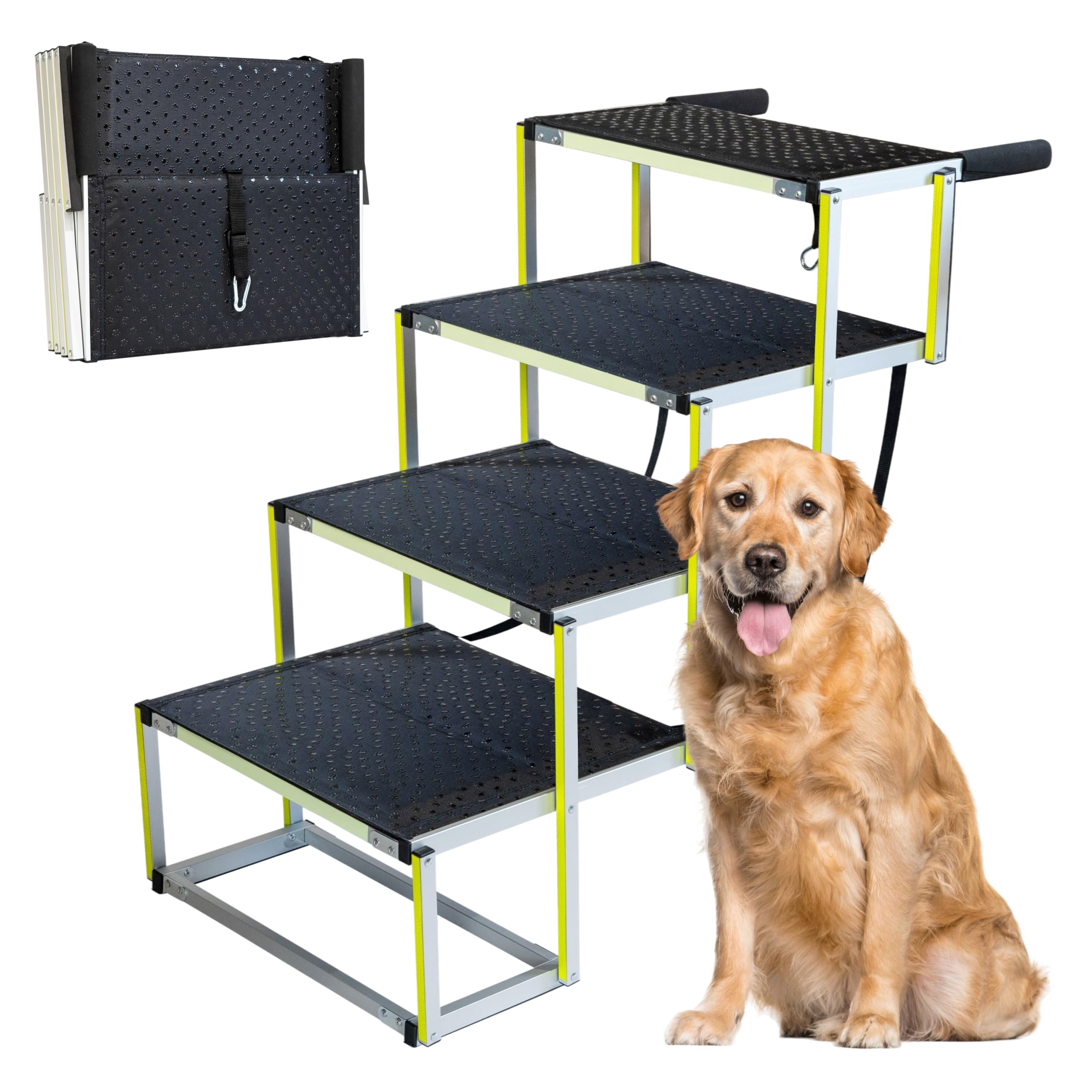 Hondentrap, hondenleuning met antislip oppervlak, tot 80 kg, hondentrap voor auto, 5 treden, voor sedans, SUV, vrachtwagens