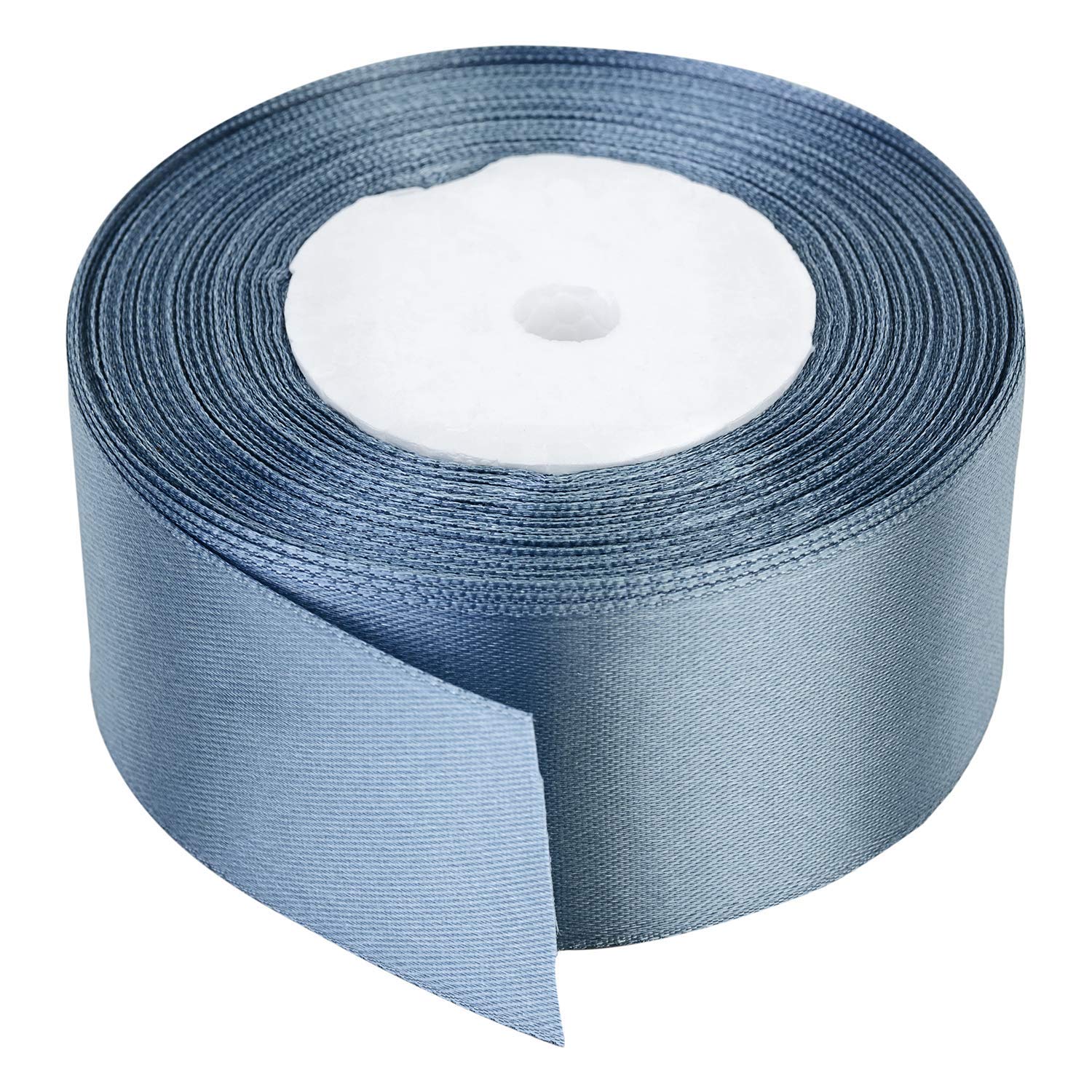 Trimming Shop Dark Silver Ribbon Roll - 50mm x 25 Metres - Double Sided Satin Brightly Coloured - 100% Polyester - for Gift Wrapping, Decorating, Arts and Craft - Machine Washable