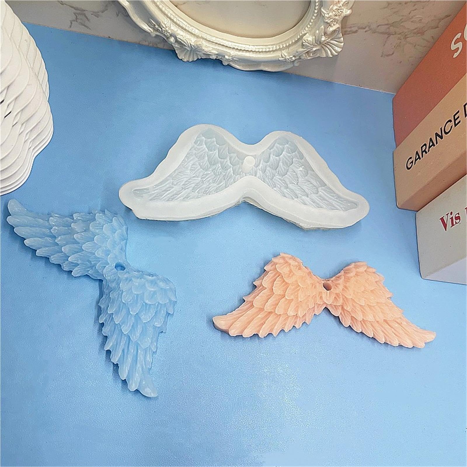 Moldes de silicona con alas Molde de silicona con alas Ángel, molde plumas jabón yeso for aromaterapia DIY