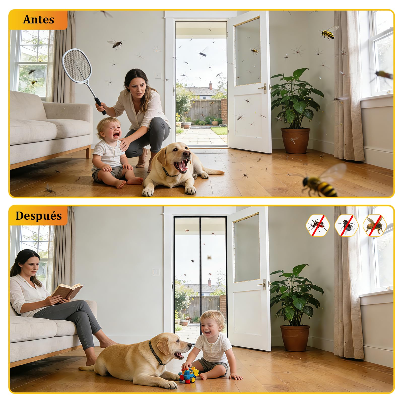 HOOMEE Mosquitera para Puerta, 80x210CM- Cortina Magnética para Puertas de Balcón o Terraza, Tejido con Fuertes Imanes para un Autocierre, Fácil Instalación sin Taladrar (Negro) — view 10
