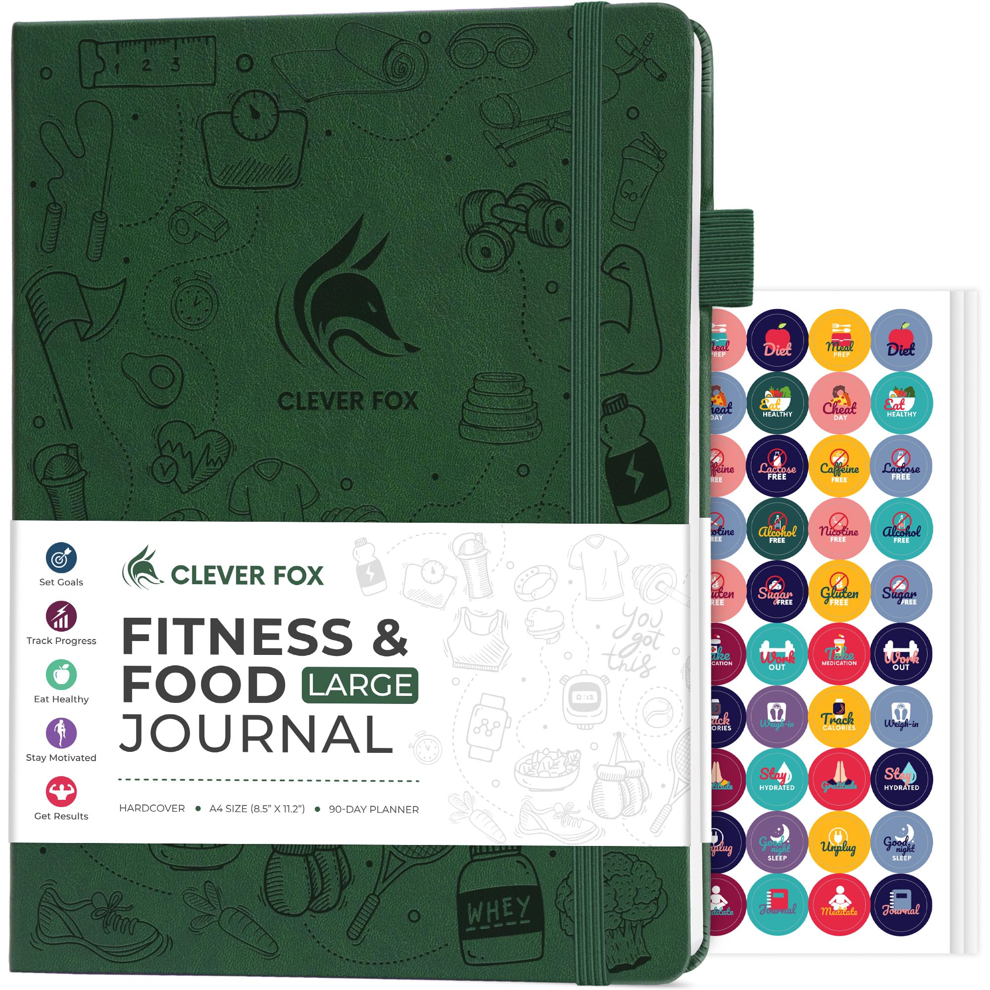 CF Fitness and Food Journal (Forest Green, A4 (8.3'' x 11'')) — image 1