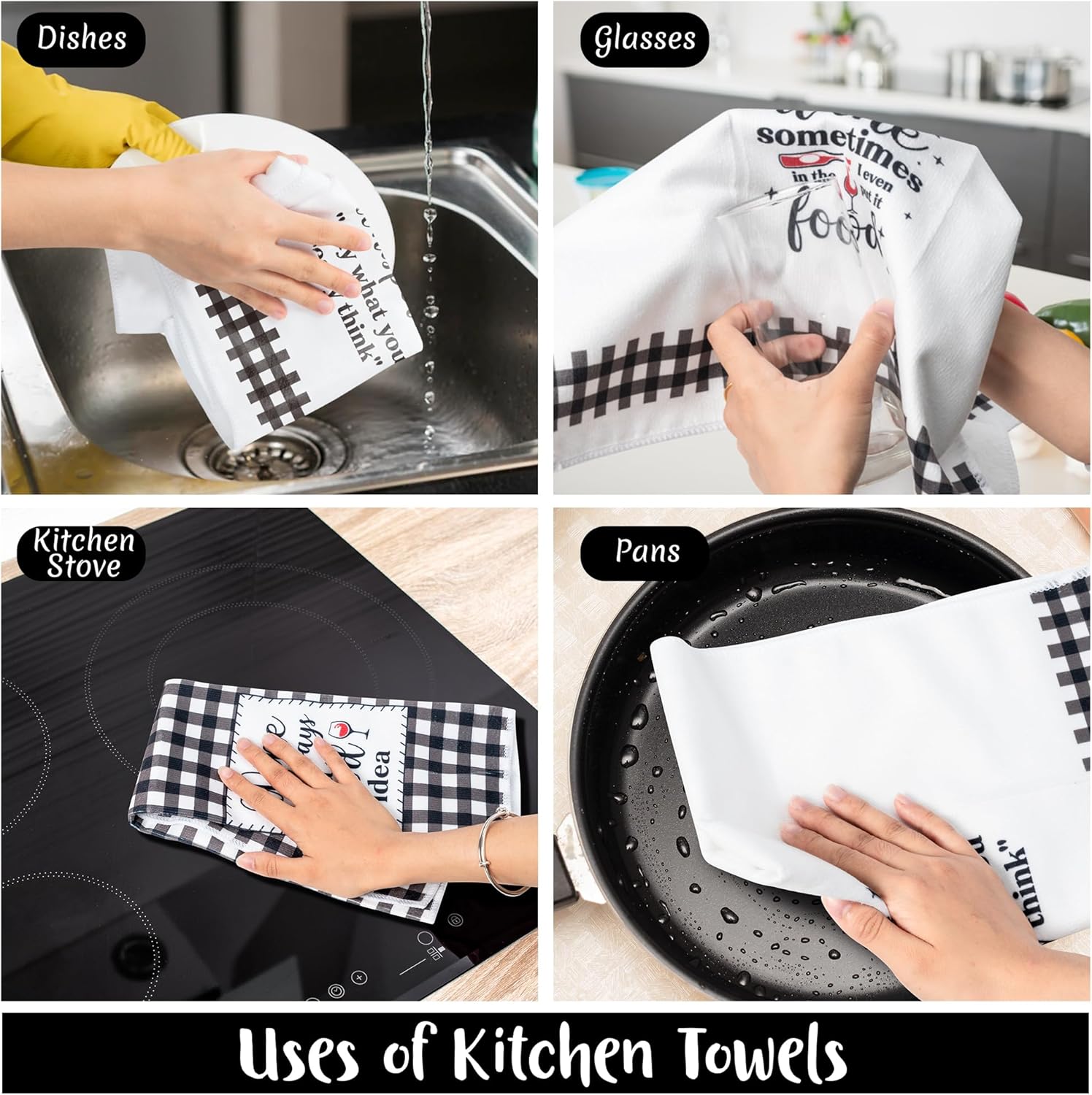 R HORSE Funny Kitchen Dish Towels - 5Pcs Funny Wine Kitchen Hand Towels, Cute Absorbent Cleaning Dishcloth Bathroom Home Decor for Wine Lovers Girls Women Hostess Housewarming Gifts - Image 6
