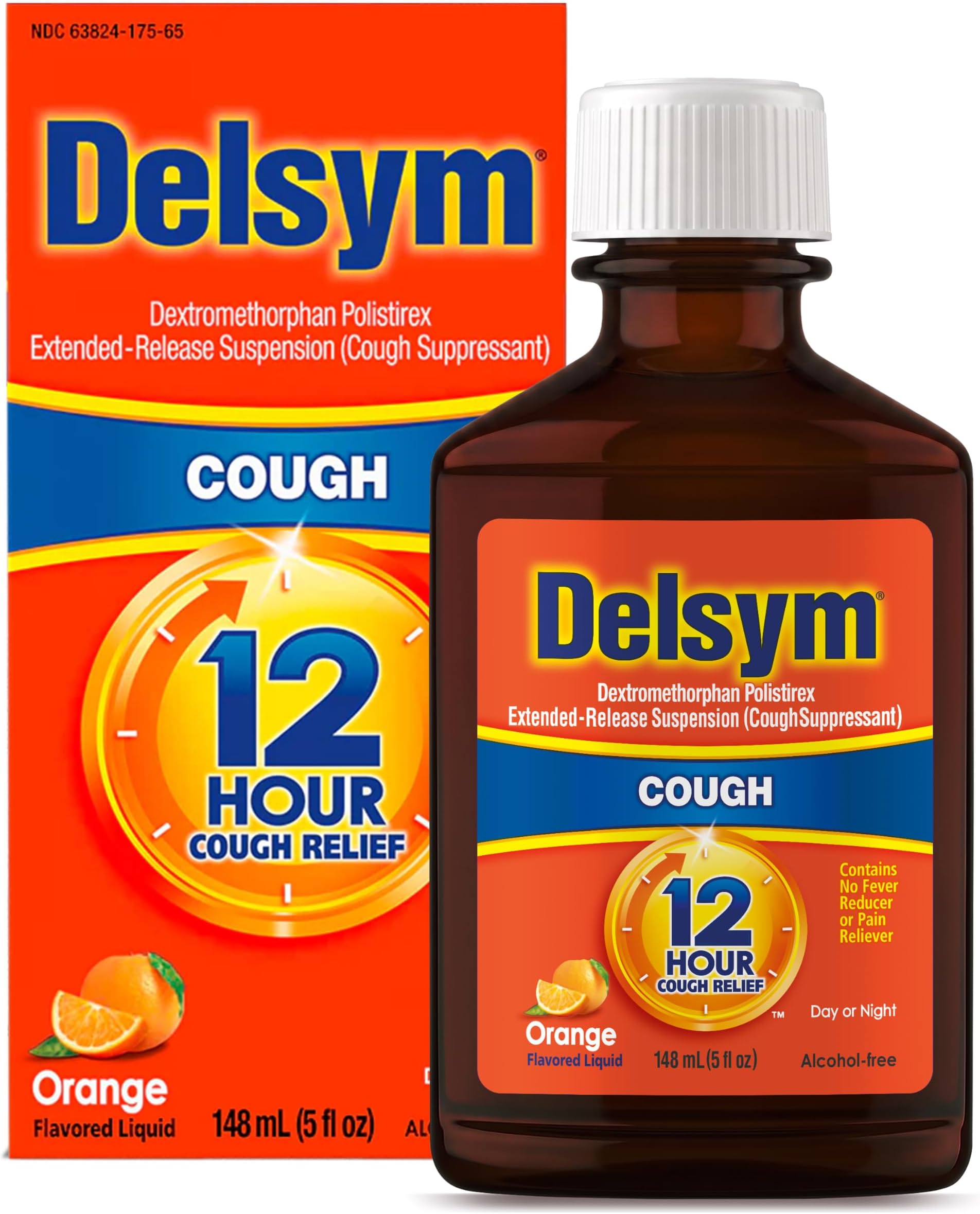 Delsym Adult Cough Suppressant Liquid, Orange Flavor, 5 oz