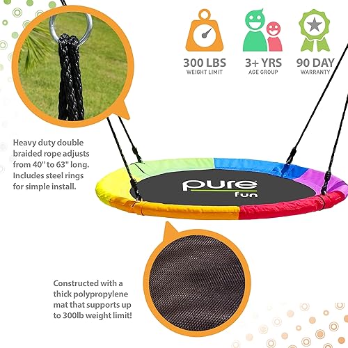 Miniatura 2 de Pure Fun Columpio de platillo volador arcoíris de 40 pulgadas, multicolor