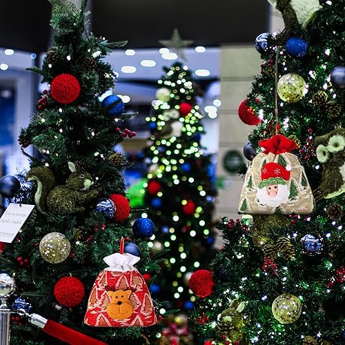 Miniatura 3 de Bolsa de Navidad con diseño 3D de tela con cordón, bolsa de regalo de Navidad con cordón, bolsa de dulces de Navidad, bolsa de lino de Navidad,