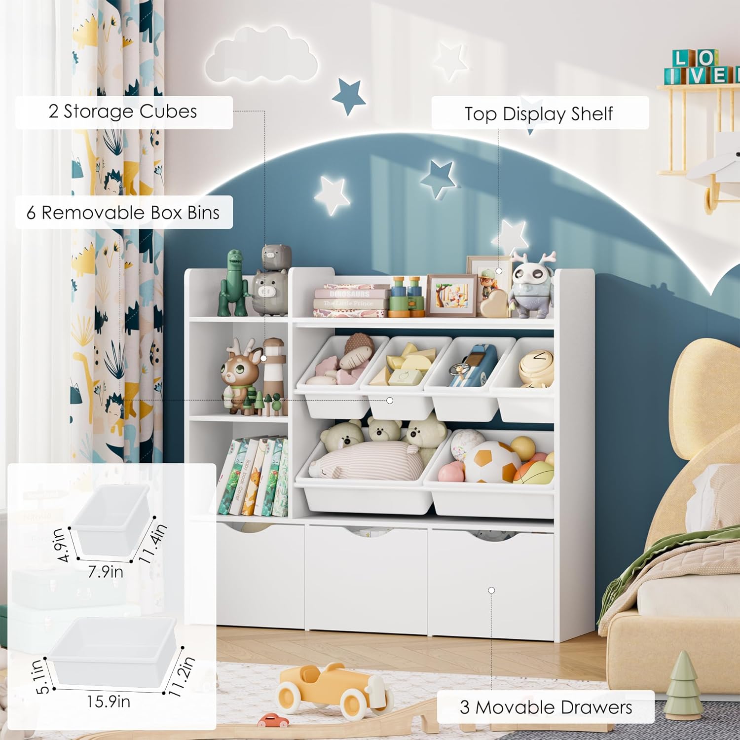 Toy Storage Organizer with Movable Drawers, Kids Togo Ubuy