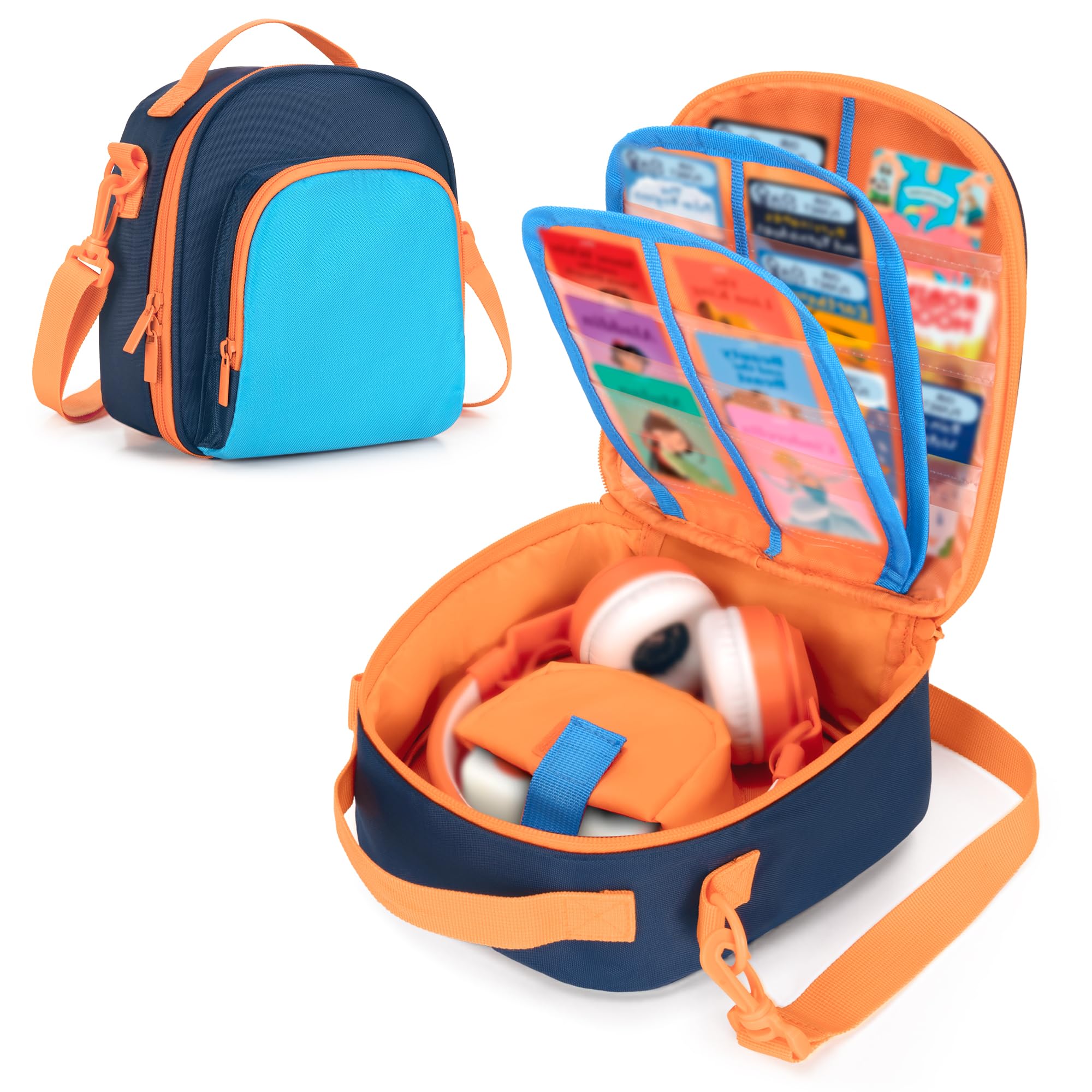 LoDrid Sac de Rangement Compatible avec Yoto Mini (édition 2024), étui de Transport Portable, Porte-Cartes pouvant contenir jusqu'à 30 Cartes, Bleu, (Sac Uniquement)
