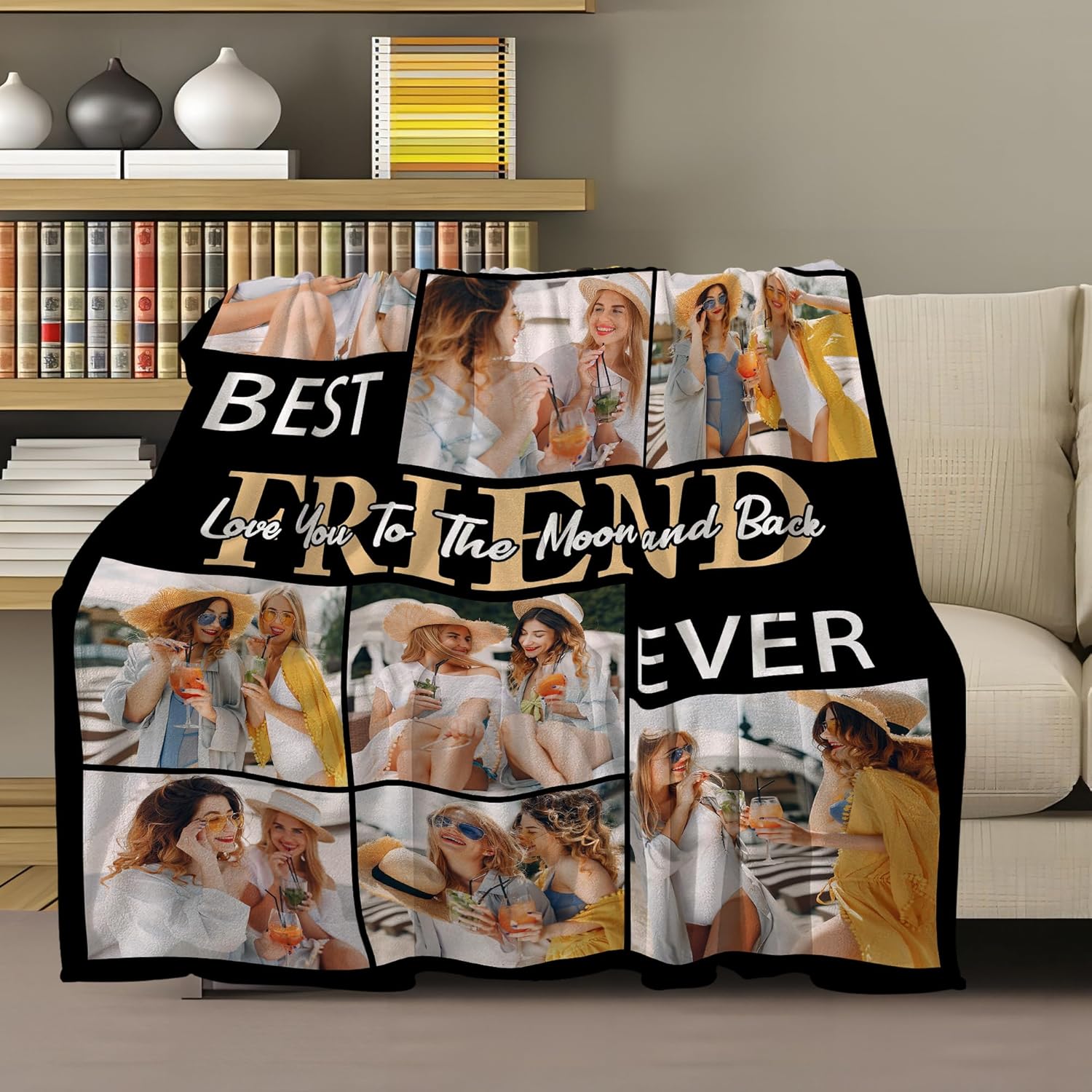 Ship Next Day Best Friend Birthday Gifts for Women, Personalized Blanket with Photos, Bestie Blanket Gifts for Friends BFF, Personalized Christmas Birthday Friendship Gift for Women, Friends, Sister - Image 3