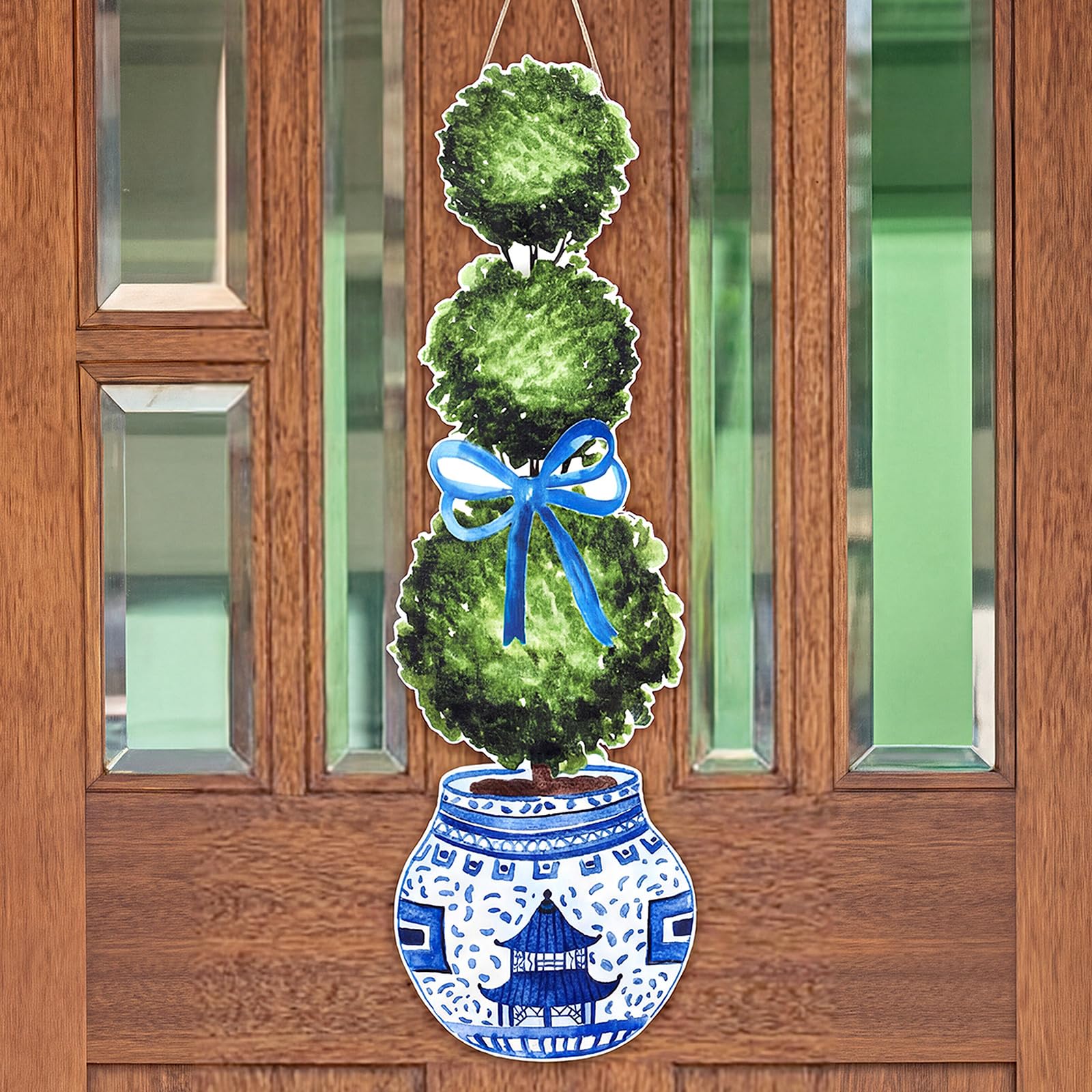Rattanview Large Chinoiserie Bonsai Door Hanger Rustic Topiary Sign