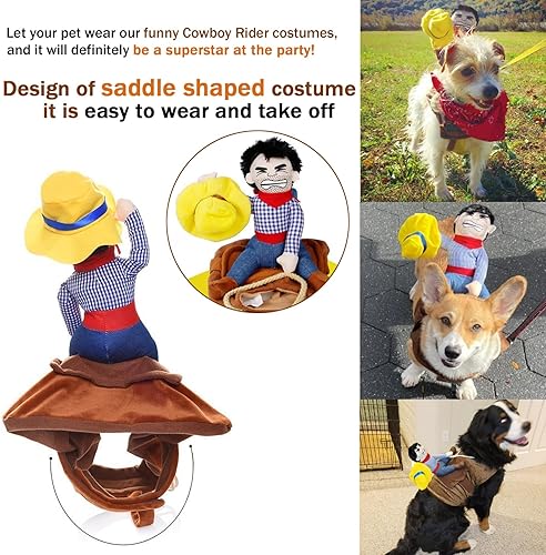 Miniatura 4 de Disfraces para perro, disfraces de vaquero para mascotas, estilo caballero para mascotas, muñeca y sombrero, ropa para cachorros, ropa de Halloween,