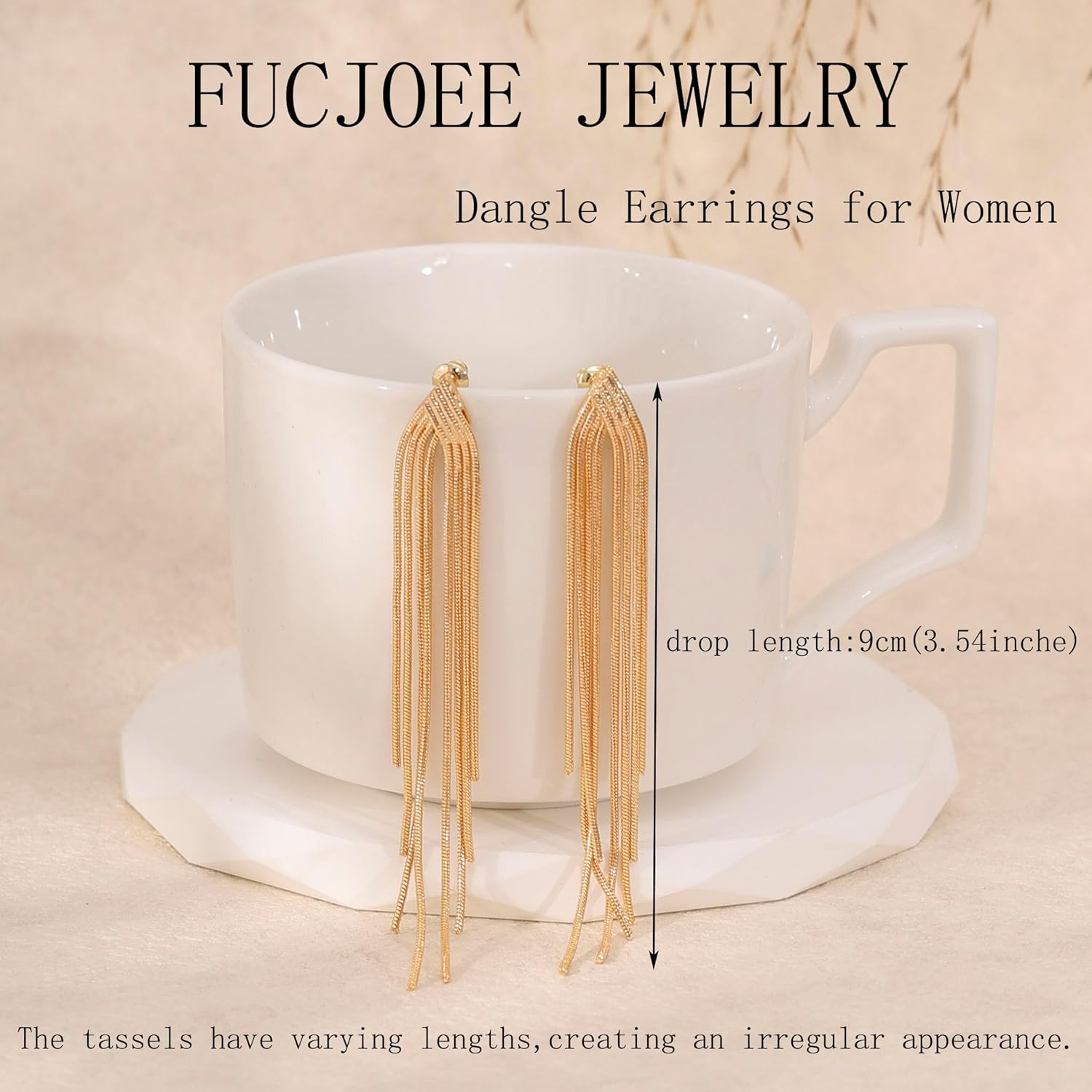 Dangle Earrings for Women Trendy - Dainty 14K Gold Plated Statement Long Tassel Earring Hypoallergenic Drop Chandelier Earring Cute Gold Earrings for Women Trendy Jewelry Gifts - Image 4
