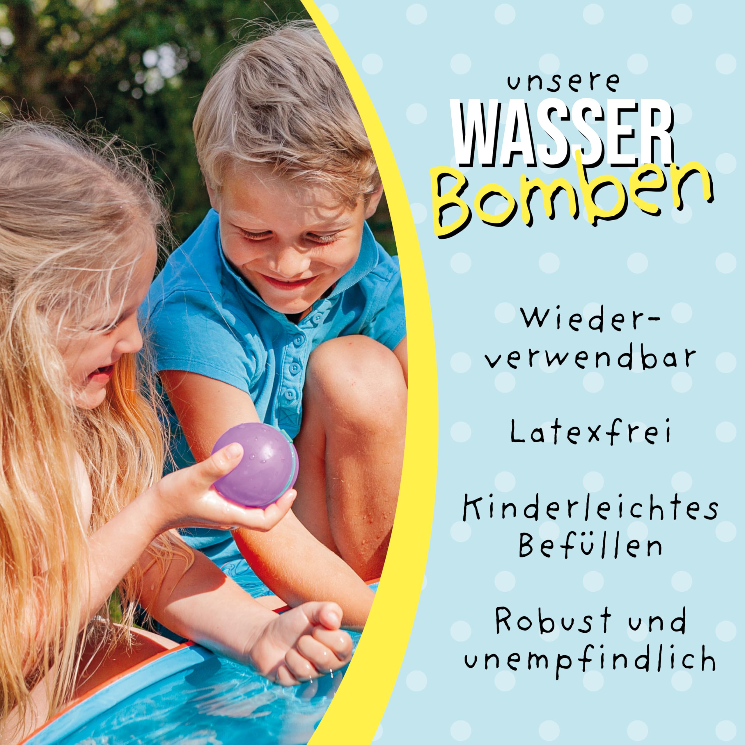 TapirElla 5 wiederverwendbare Wasserballons, Wasserbomben aus Silikon, schnell befüllbar mit Magnetverschluss im Geschenkkarton, Kinder und Erwachsene, Outdoor, Garten, Pool von Lutz Mauder Verlag