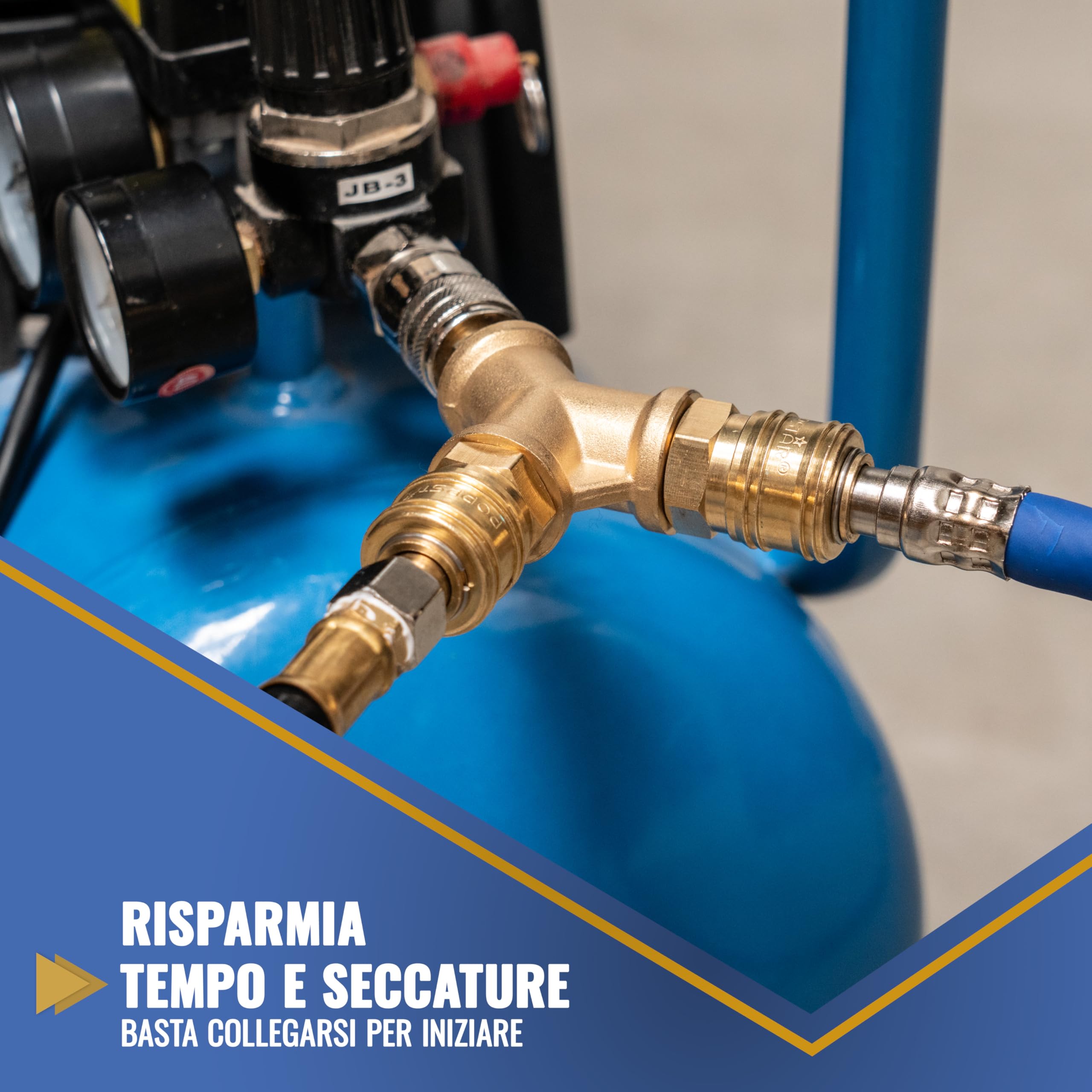 Poppstar Distributore aria compressa a 2 vie con raccordi rapidi 1/4" (attacco aria compressa standard NW 7.2)