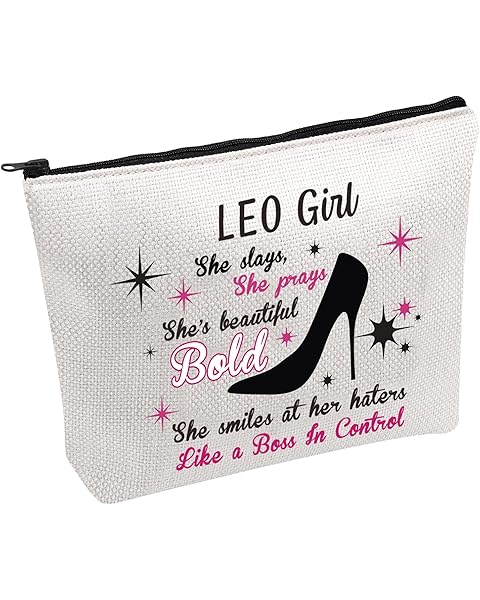 PWHAOO Zodiac Cosmetic Makeup Canvas Bag Zodiac Constellation Cosmetic Bag Astrology Makeup Bag Birthday Girl Gift (LEO B)