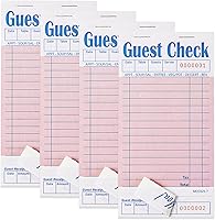 ZPARIK 4 Pack Pink Guest Checks for Servers - 50 Sheets Each Waiter Note Pads, 200 Total Restaurant Order Tickets