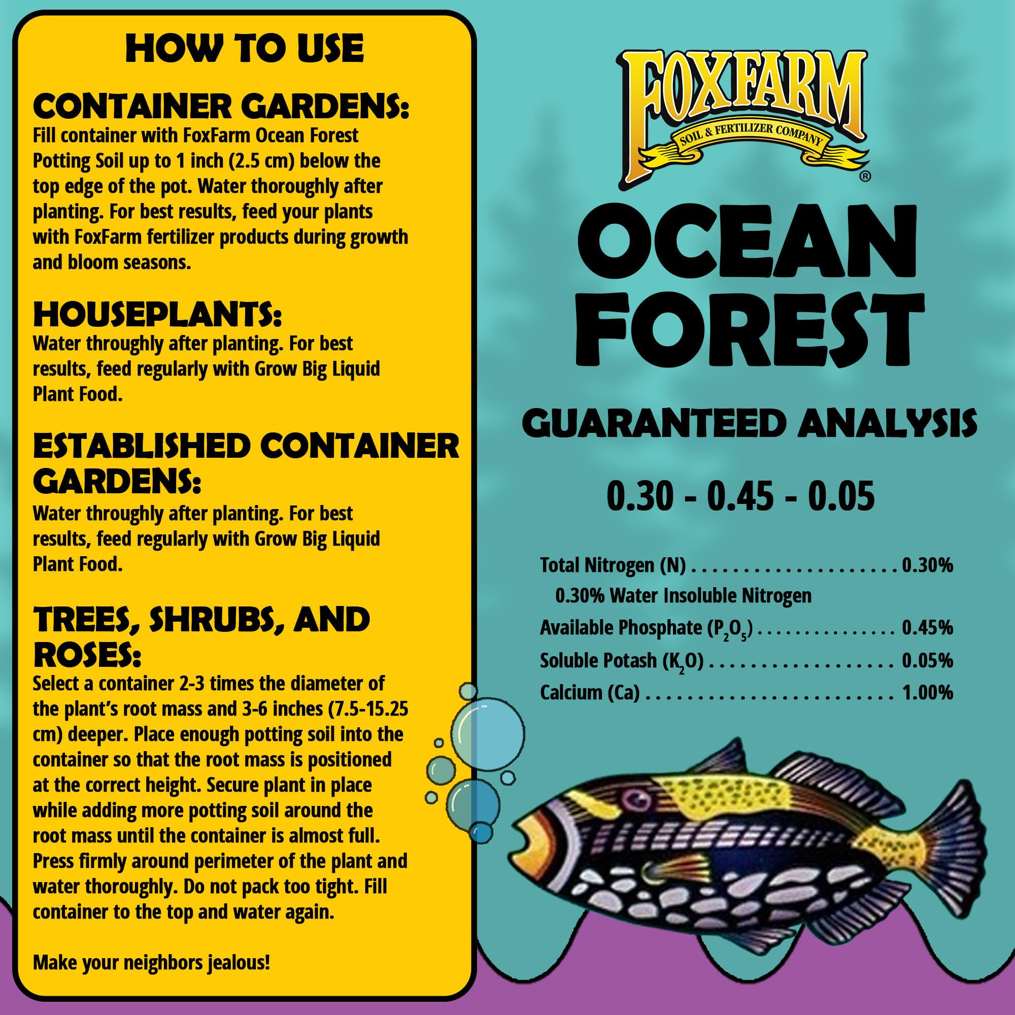 FoxFarm Ocean Forest Potting Soil with 2 Plant Tags, 12qt (3 Pack)