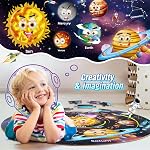SYNARRY Puzzles de plancher du système solaire pour les enfants 4-8, Grand 70 Puzzles de puzzles pour enfants 3-5, Space Planet Astronaute Cadeaux pour les enfants Puzzles pour 3-5 5-7 8-10 ans Vieux-bébés Garçons Filles Enfants