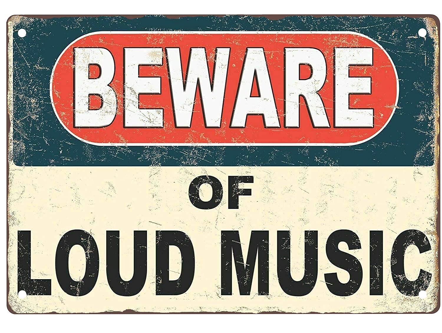Lawenp Beware of Loud Music Vintage Wall Decor Bar Decor Aluminum Sign for Home Kitchen Bar Funny Sarcastic Metal 8 x 12 Inches Tin Sign