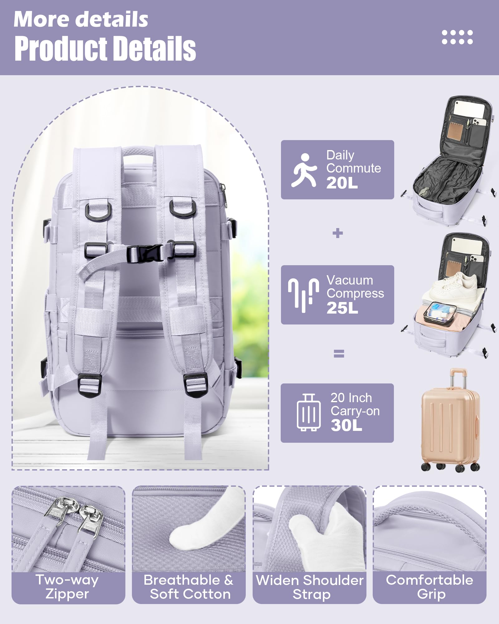 SZLX Vakuum Rucksack Handgepäck Damen, Airbag Rucksack Vakuum mit Vakuumsystem für Reisen, Ryanair Vacuum Reiserucksack mit Pumpe Wasserdicht Herren Vakuumkoffer