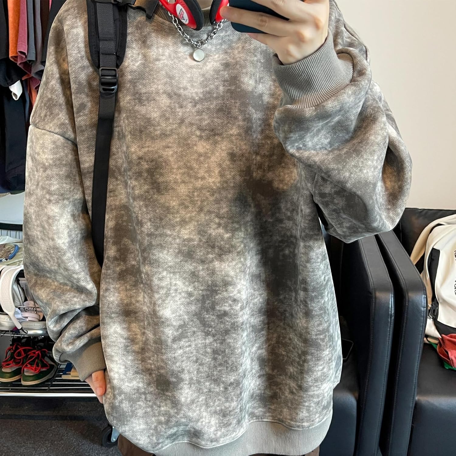 GURUNVANI Mens Crewneck Sweatshirt Color Blast Sweatshirt Unisex Tie Dye Pullover - Image 4