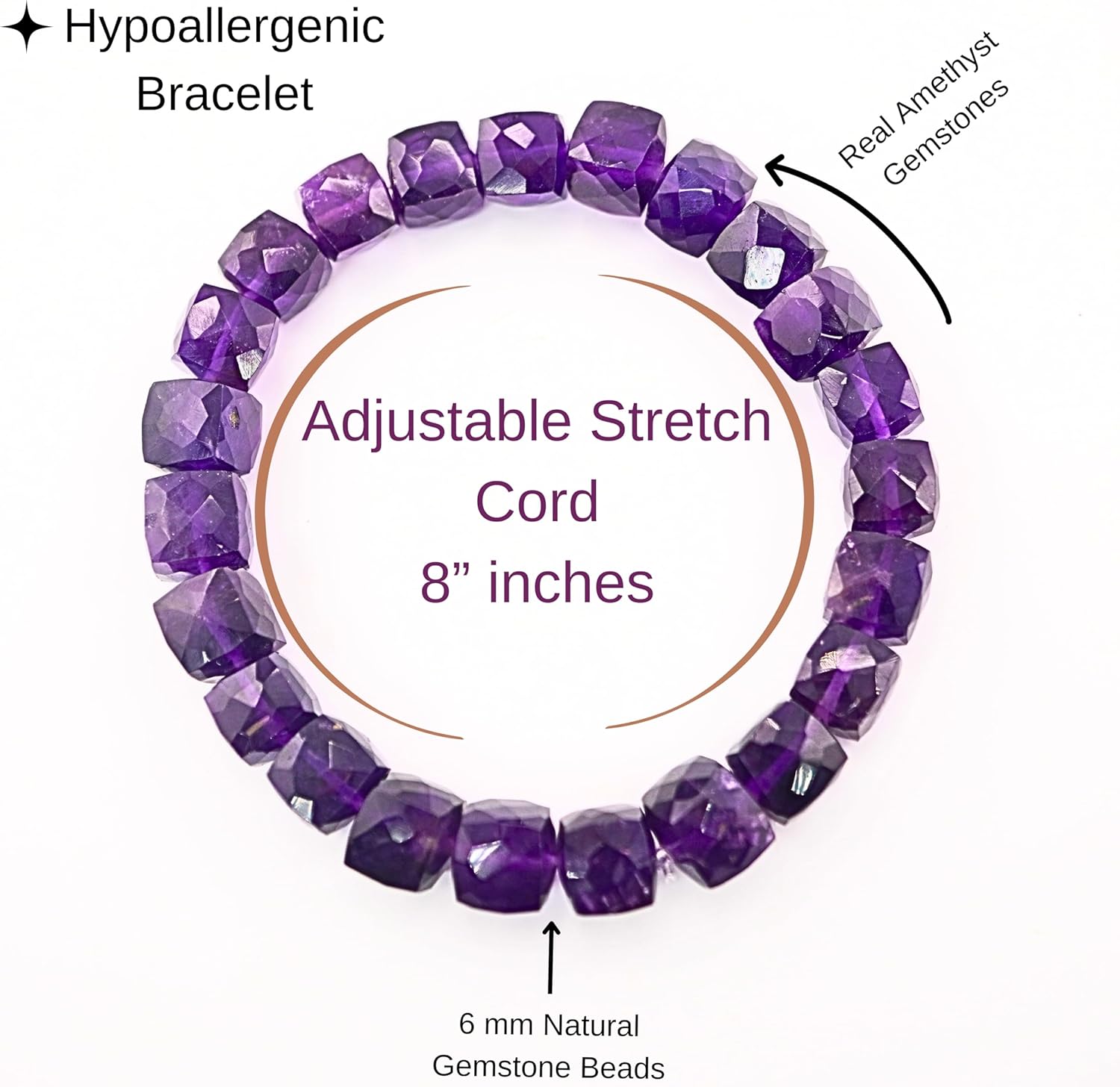 Healing Crystal Handmade 7-8mm Cube Lapis Beads Stretch Bracelets for Women Bohemian Boho Style Stretch Beaded Bracelet - Image 2