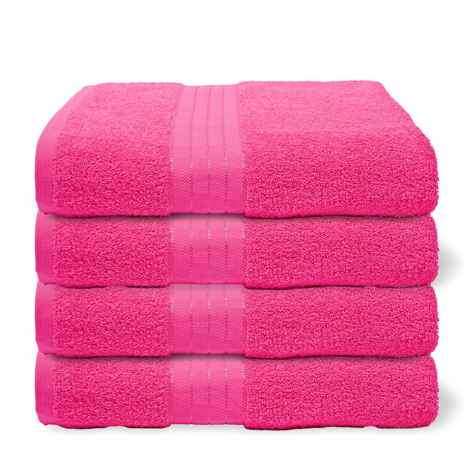 Brentfords Bright Pink Hand Towels 4 Pack, Super Soft 100% Cotton Highly Absorbent Fade Resistant Quick Dry Hand Towels For Bathroom Kitchen Gym Home Essentials, 50X80cm