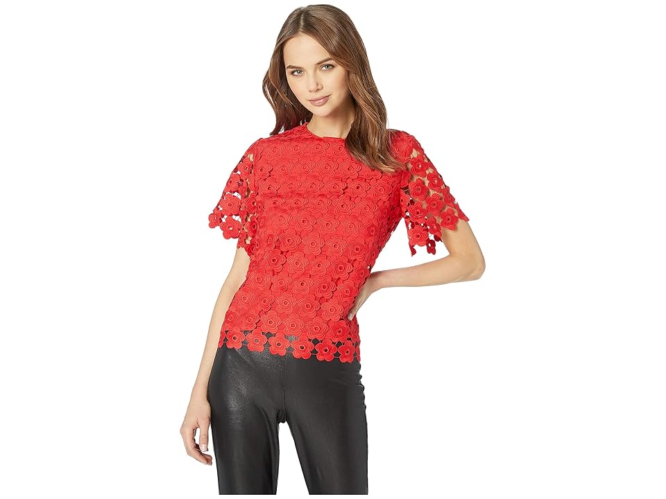 

Juicy Couture SW Floral Guipure Top (True Red) Women's Clothing
