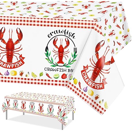 PHOGARY Crawfish Boil Tablecloth - The Perfect Party Decor for Your Seafood Extravaganza