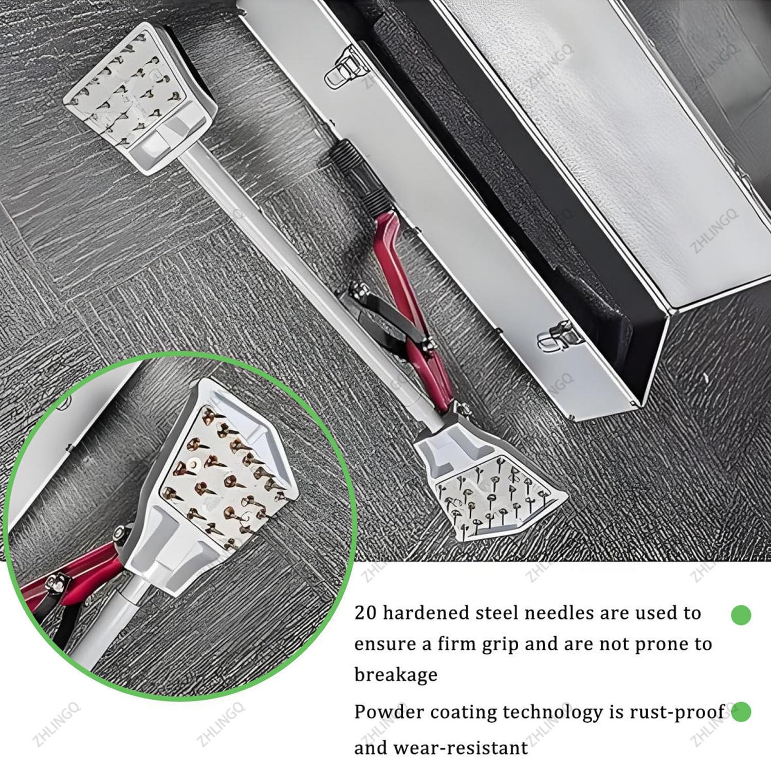 Outil pour Tapis sans Genou, Tendeur De Tapis sans Genou, Kit D'outils Ergonomique pour Tendeur De Tapis, Kit D'outils D'installation De Tapis avec Poignée Télescopique Et Base Rembourrée