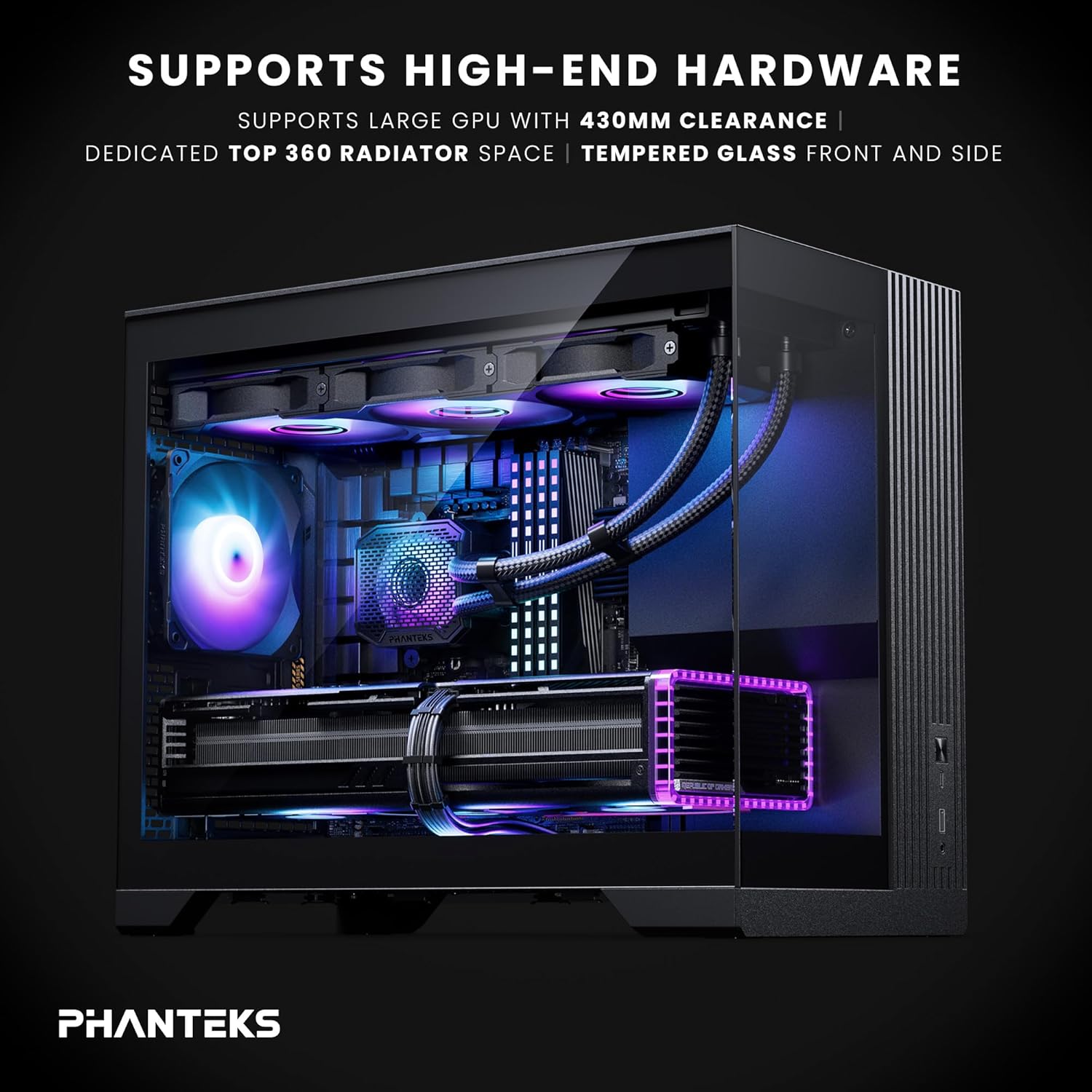 Phanteks XT V3, Compact Micro-ATX Gaming Chassis, Tempered Glass Front & Side, 3X 120mm D-RGB Fans, 360mm Radiator Support, Black (Black)
