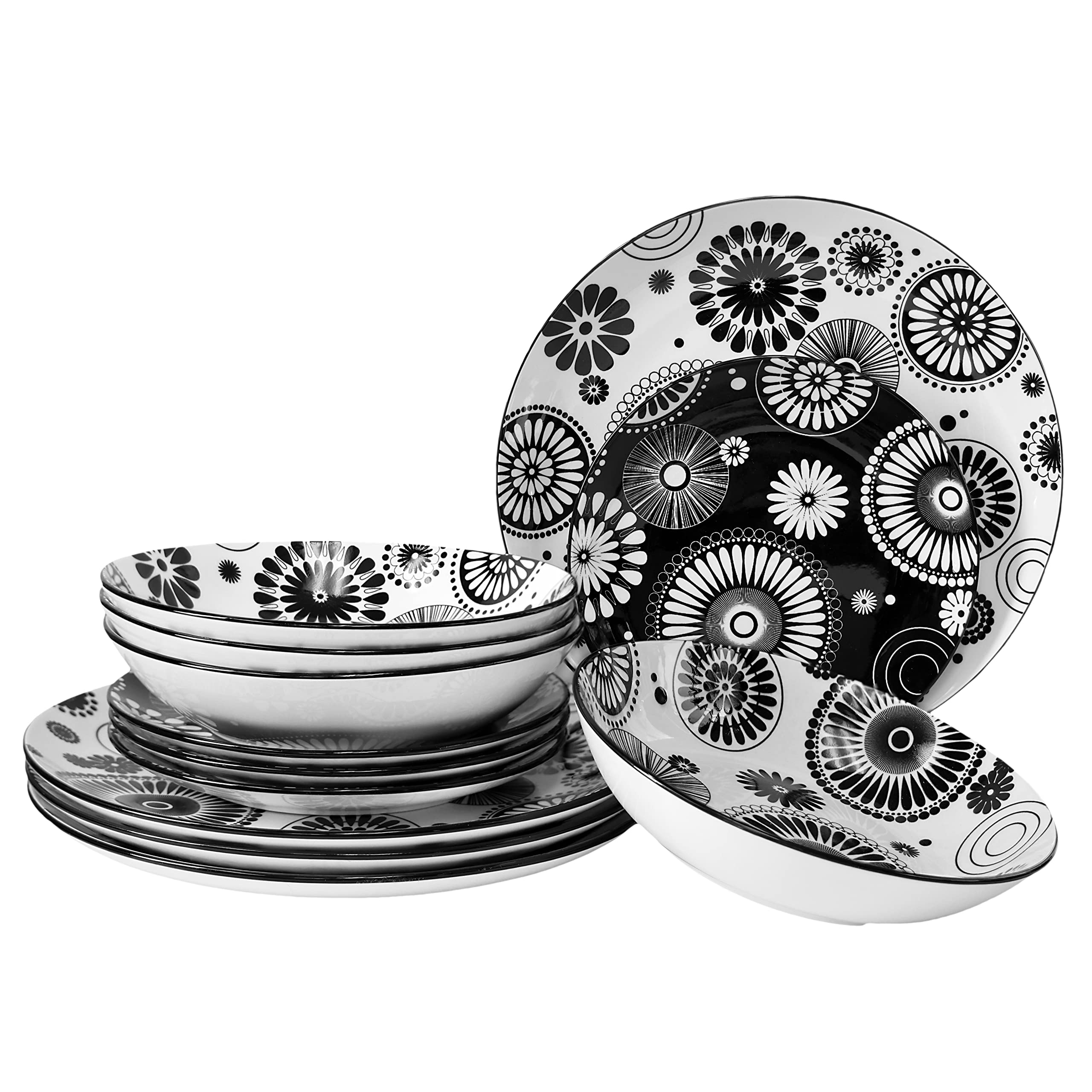 Vajilla Negra Completa Juego De Vajilla De Porcelana Cuadrada