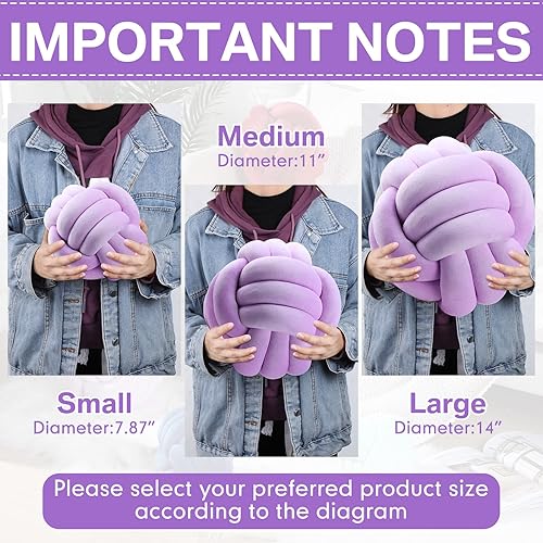 Miniatura 8 de 2 almohadas con nudo, redondas, de felpa, estéticas, suaves, para aliviar el estrés, lindas almohadas decorativas anudadas para la decoración de