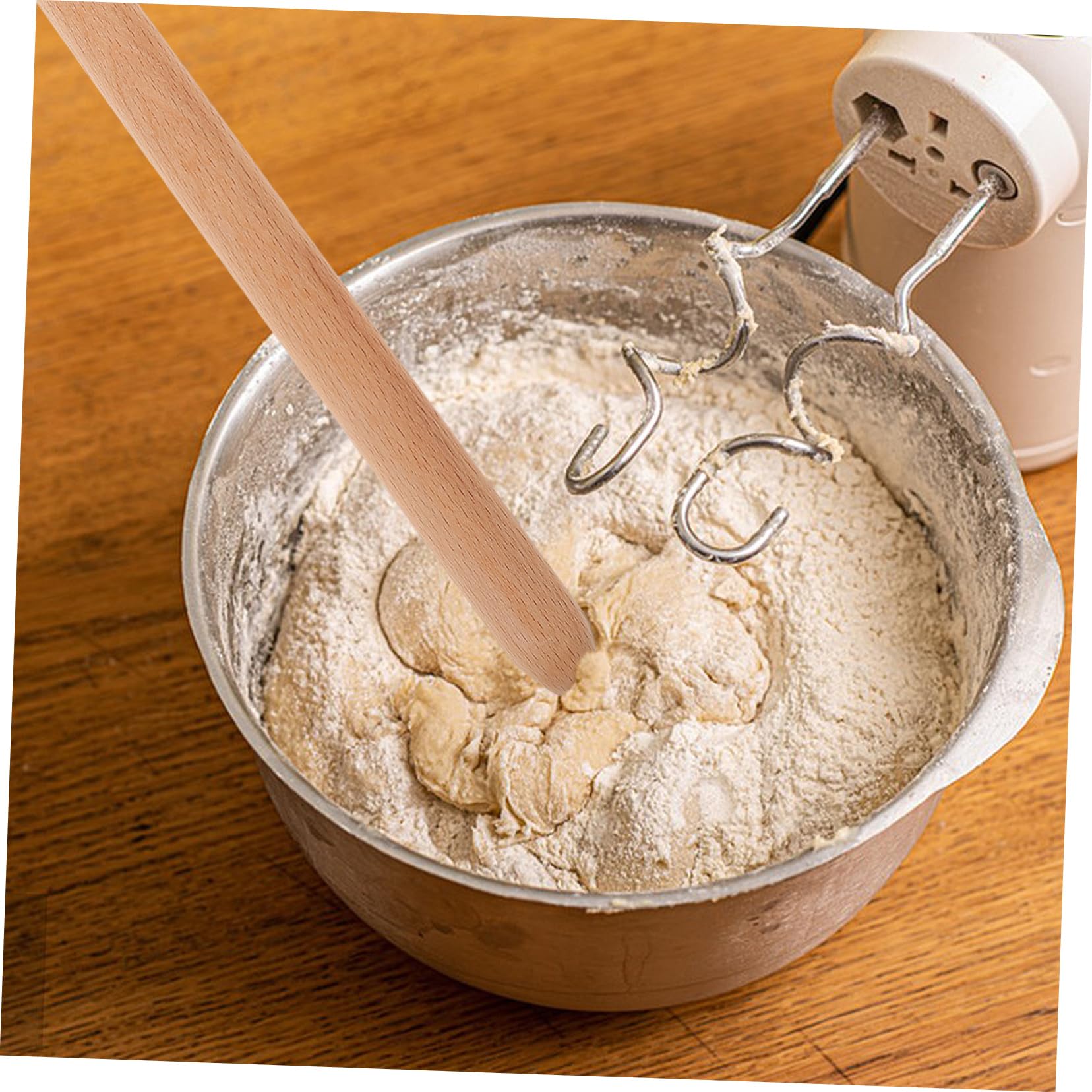 Bâtonnet Mélangeur Ustensile Sûr et Essentiel en Bois Beige 28cm pour Pâte à Pain Cuisine Fabrication du Pain Levain