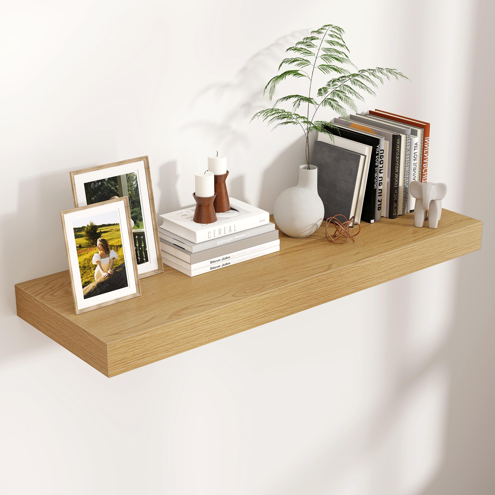 Floating Shelves for Wall, Large Wall Mounted Shelves with Invisible Brackets, Long Wood Floating Wall Shelf Shelves for Living Room, Bedroom, Kitchen, Bathroom (72”x9”)