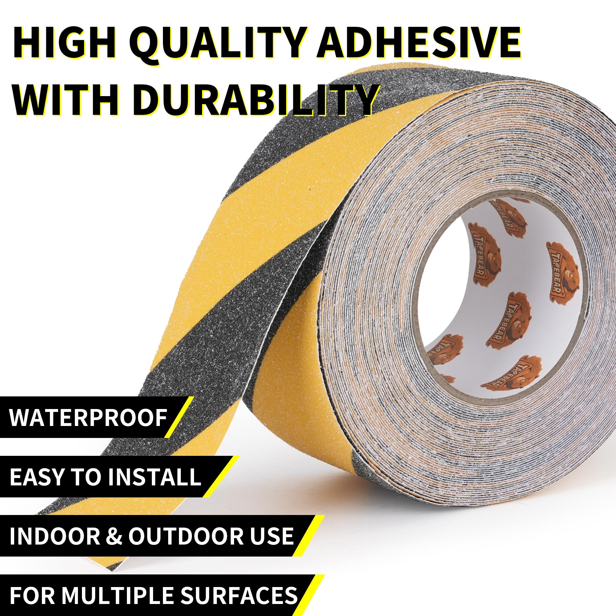 TAPEBEAR Anti Slip Tape Black And Yellow, 16 Rolls Hazard Safety Tape, Non Slip Caution Tape Roll - Image 2