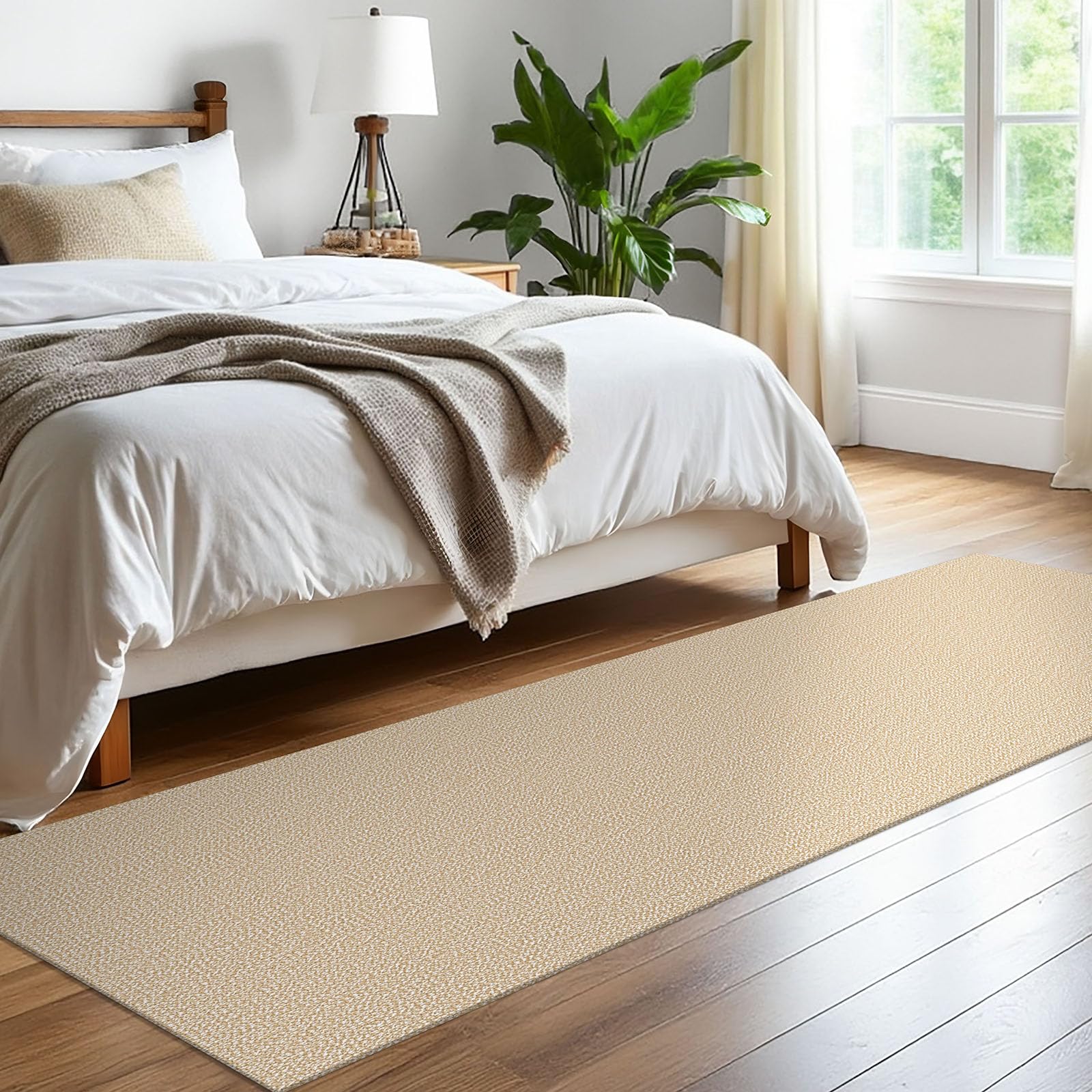 EARTHALL Alfombra lavable de 2 x 8 pies, antideslizante, para pasillos, con respaldo de goma de algodón, alfombra trenzada para interiores, para entrada, pasillo, cocina, dormitorio, color beige y