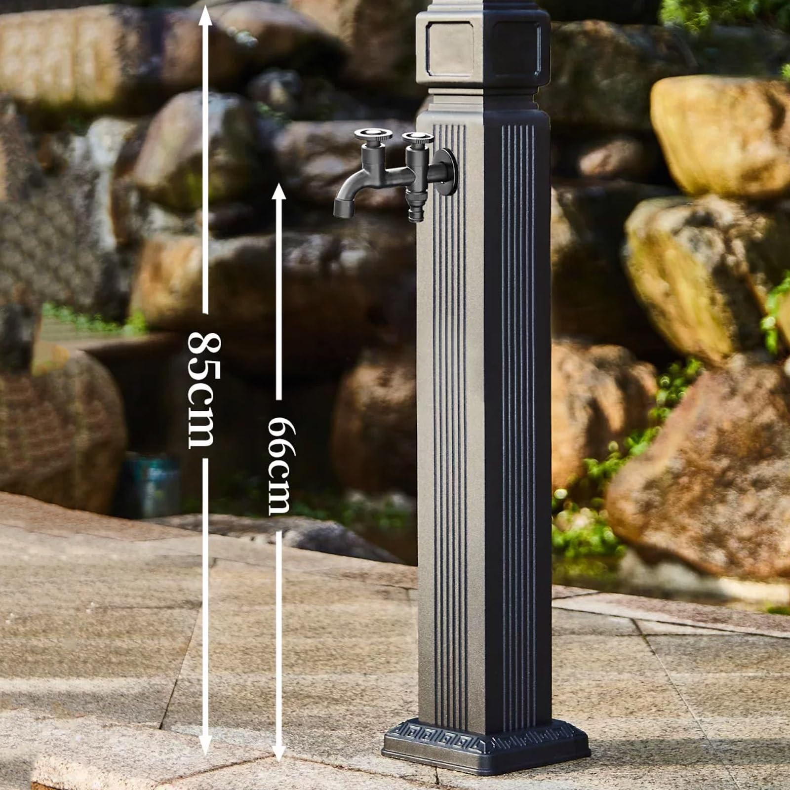 Columna vertical anticongelante para fuente de agua al aire libre con pistola de pulverización de manguera de latón, hidrante resistente a la intemperie para lavado de automóviles y riego de jardín