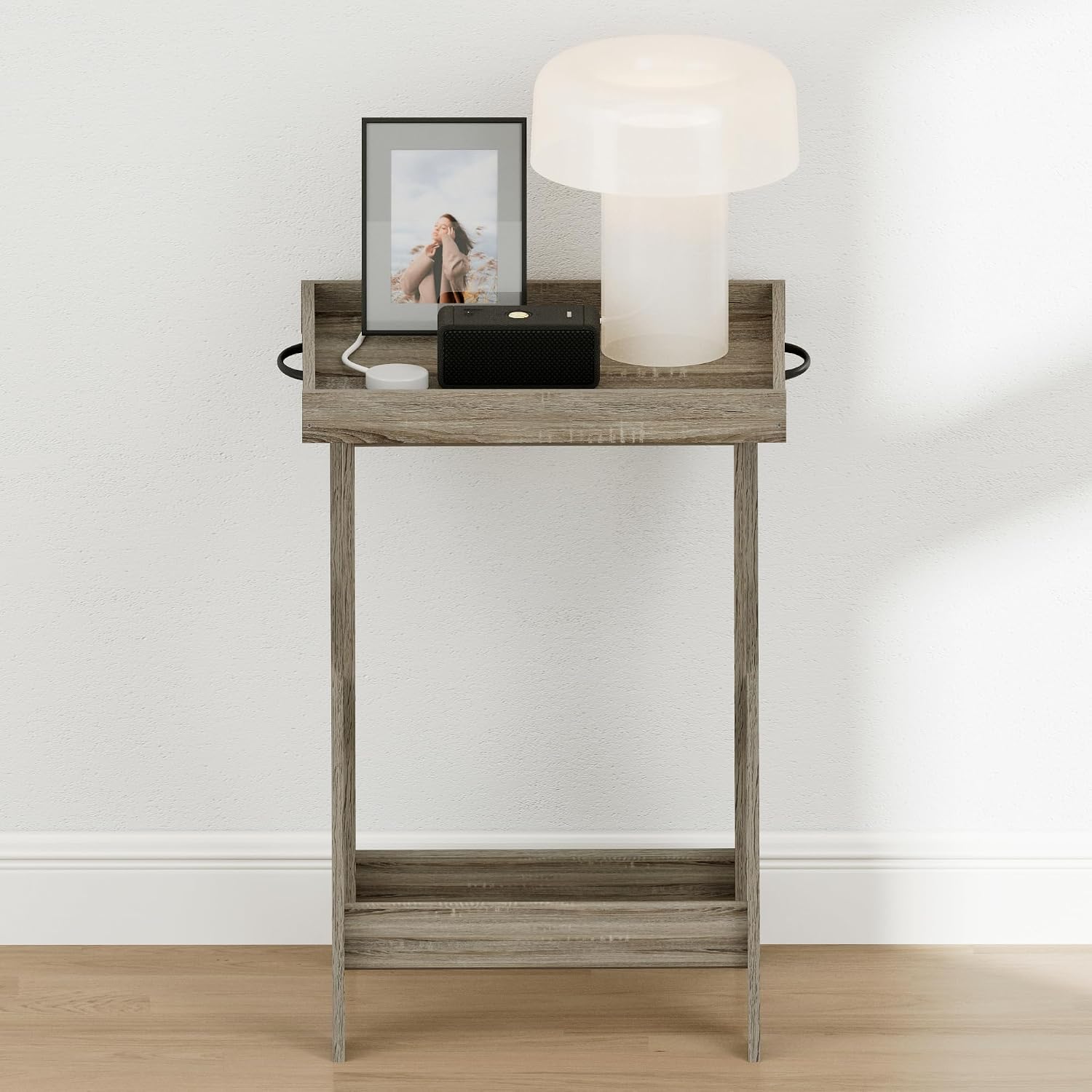 Furinno Classic Night Stand, Square Nightstand with X-Legs, Removable Tray Top End Table, Criss-Crossed Leg Side Table, Bedside Table, Tray Table, for Bedroom, Closet, Dorm, French Oak
