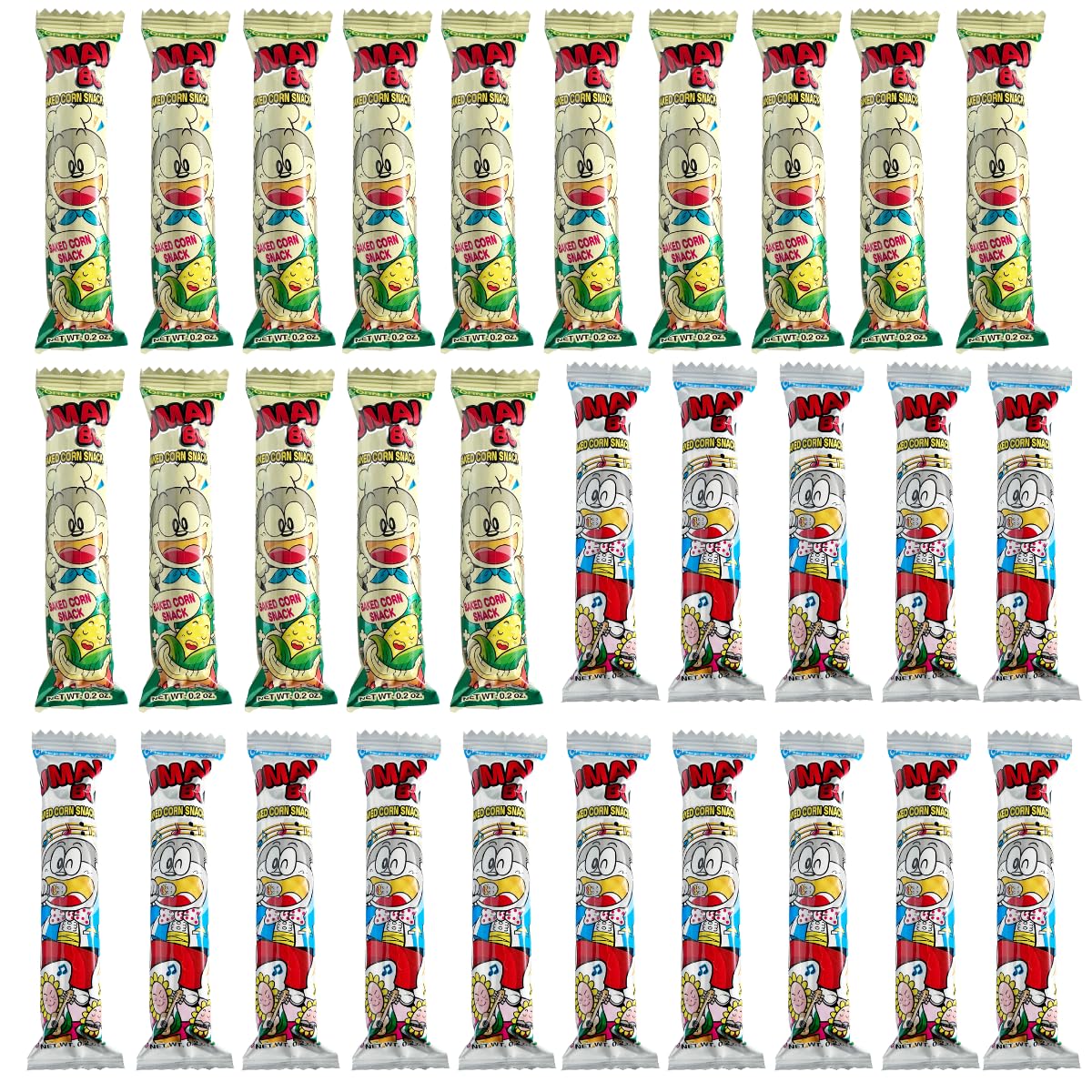 Japanese Snacks Variety Pack, Corn and Cheese Flavor, Corn Puffed Dagashi Mix, 30 Sticks